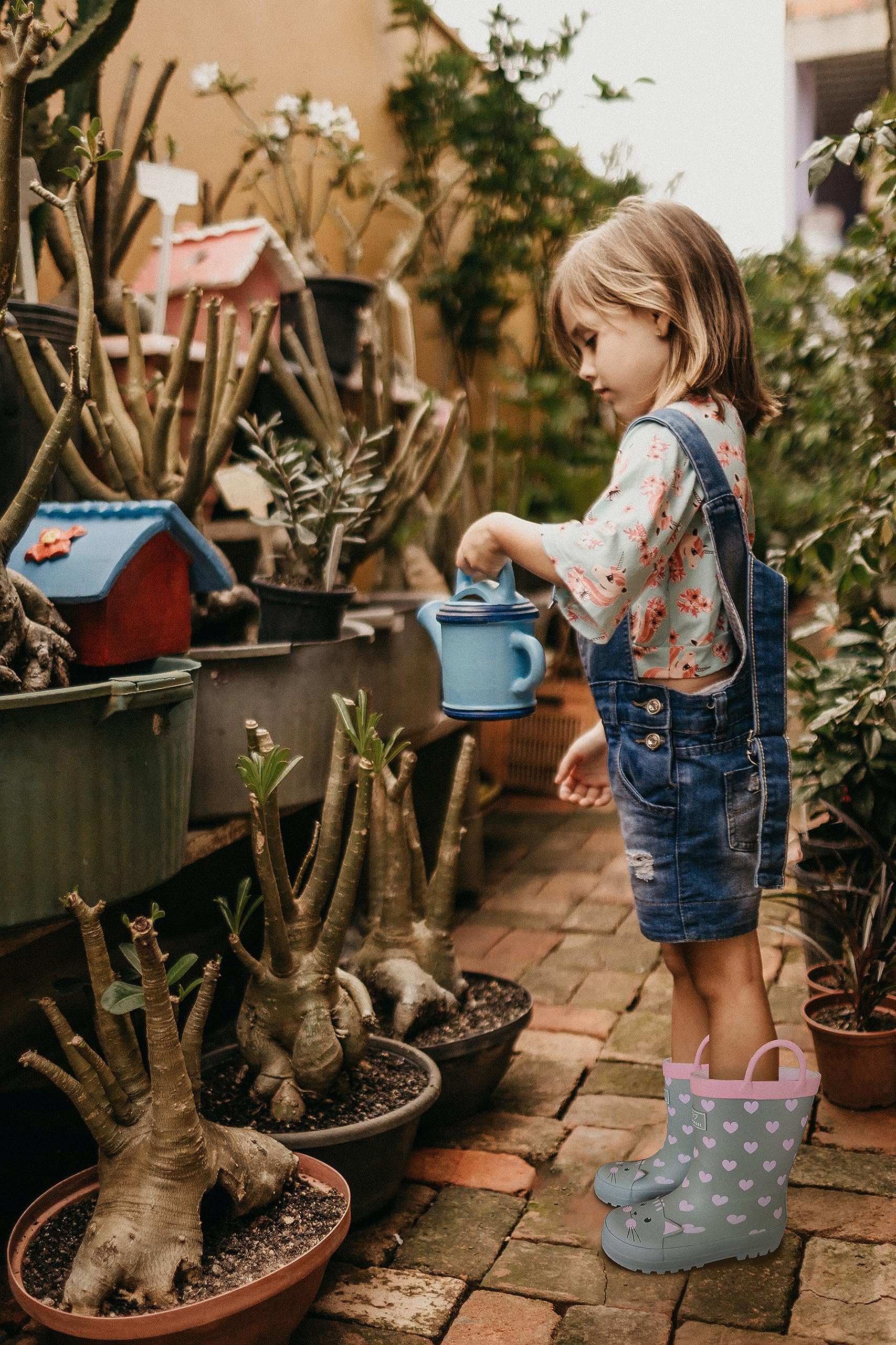 RAINANGEL Botas de lluvia para niños pequeños con asas fáciles de poner, botas de lluvia de goma impermeables para niñas y niños, en divertidos estampados y colores, unisex, botas de lluvia para