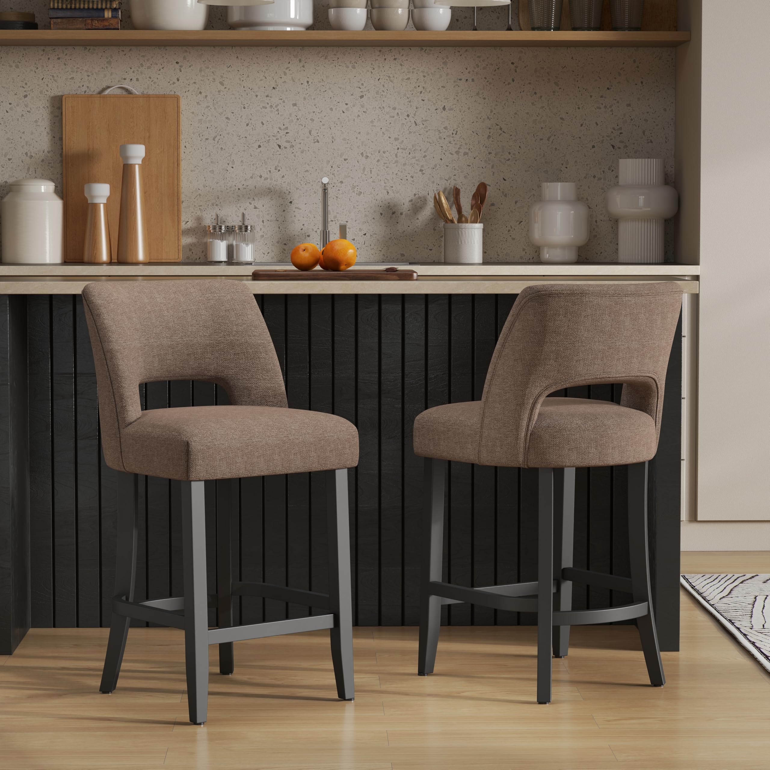 VKNOW Bar Stools Set of 2, 26" Upholstered Counter Height Bar Stools