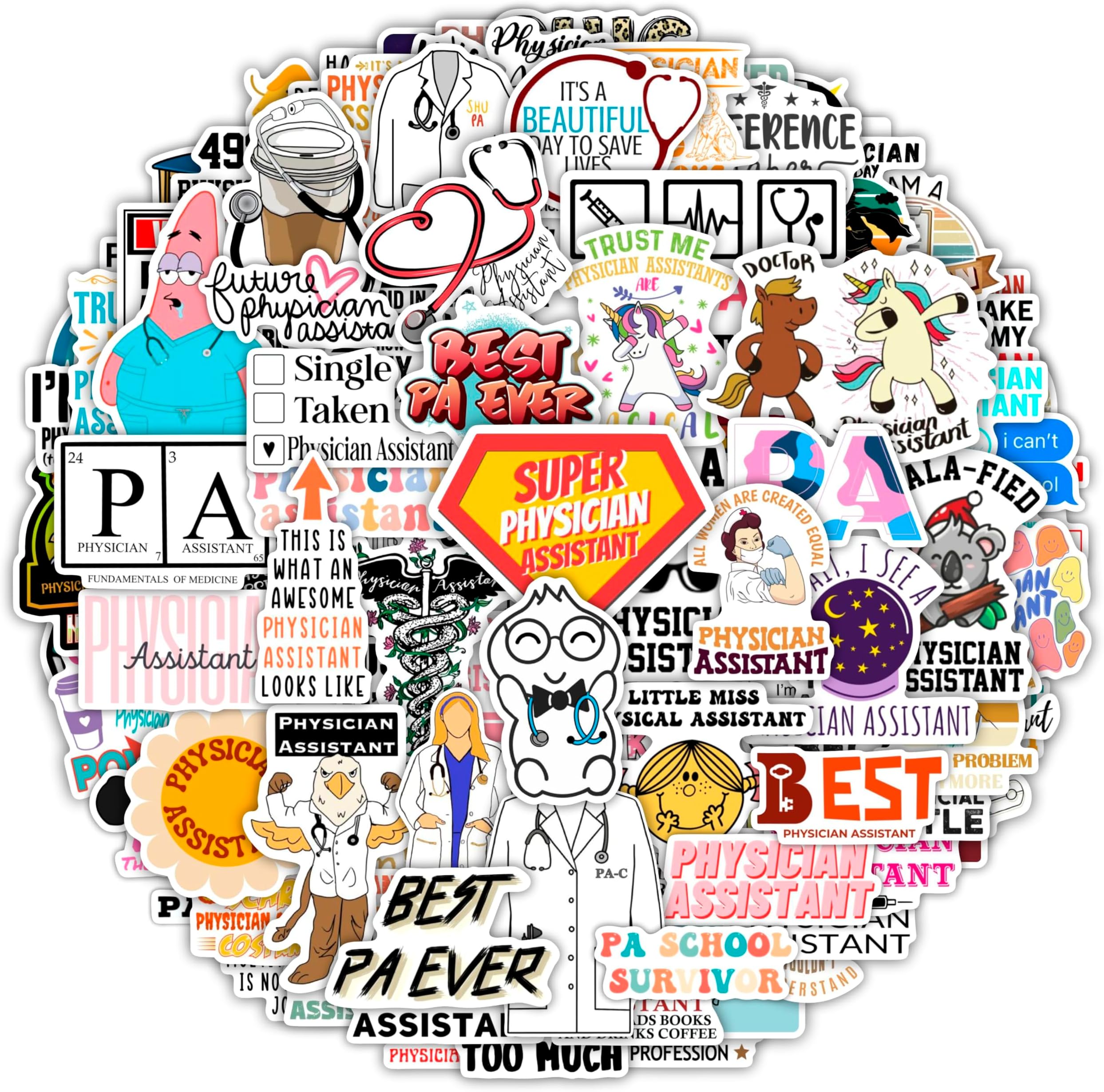 100Pcs Physician Assistant Laptop Stickers, PA Stickers, PA Week Gifts, Physician Assistant Student Presents, Gifts for Women & Men