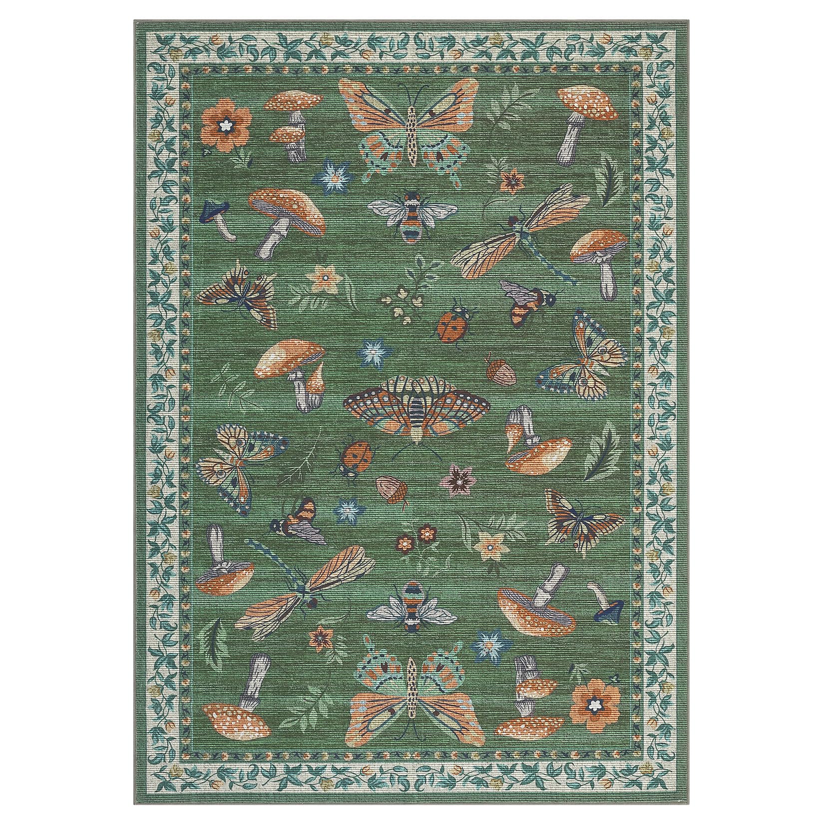 Snapklik.com : ROYHOME Mushroom Washable Rug 5x7 Area Rugs For Living ...