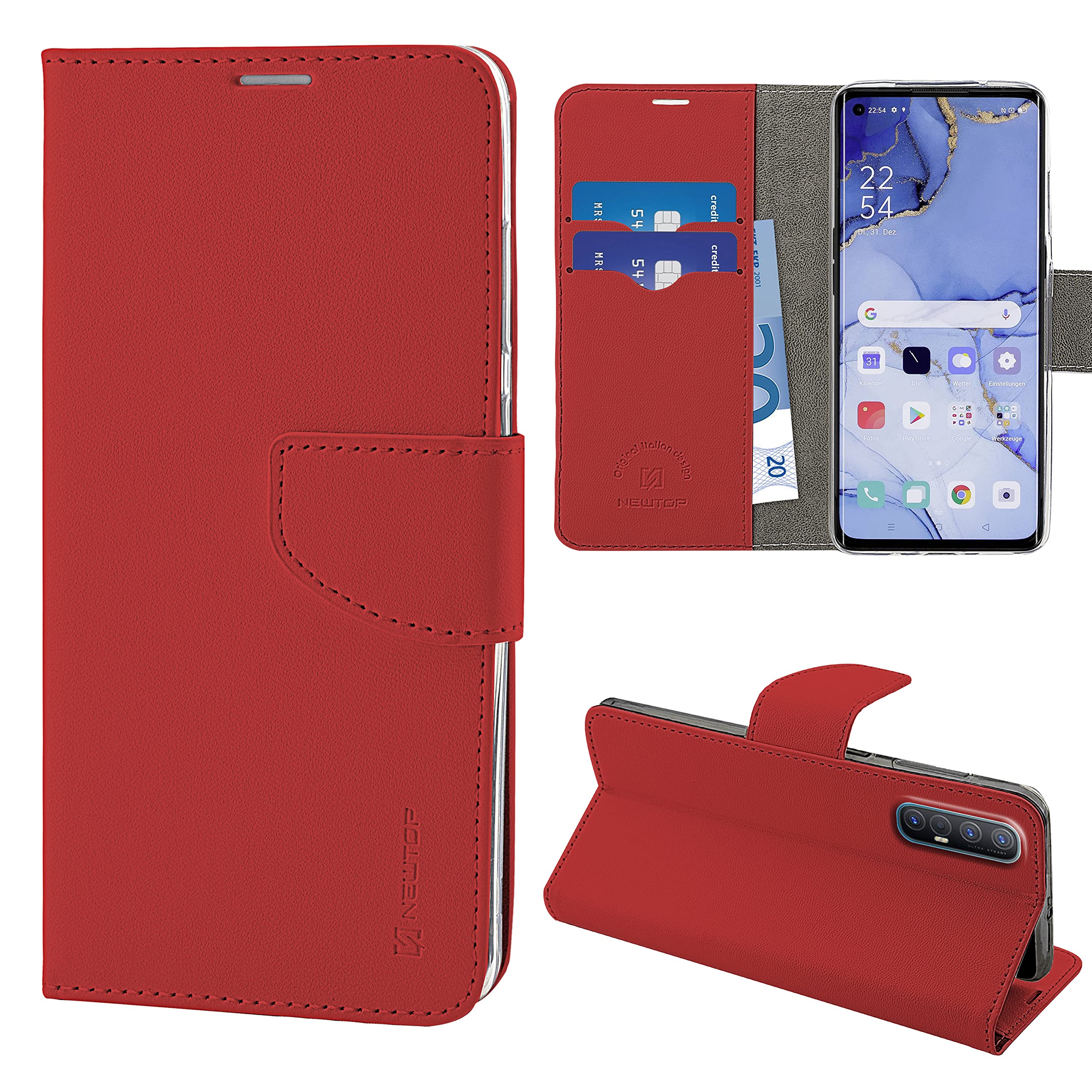 Newtop HQ Lateral Cover Custodia Libro Flip Magnetica Portafoglio Simil Pelle Stand Compatibile per Samsung Galaxy A10S (Fucsia