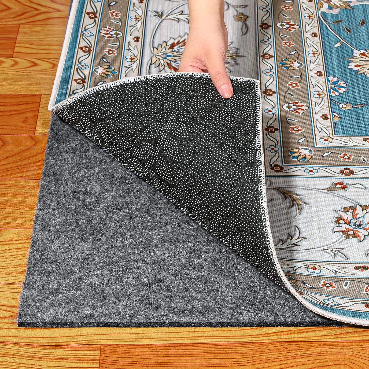 Waterproof Rug Pad, 6x9 ft Under Area Rug Carpet Pad, Non Slip Felt Rug Pads for Hardwood Floors, Keep Carpets in Place Soft and Prevent Rug from Wrinkling or Buckling 6'x9' 1/8” Thick