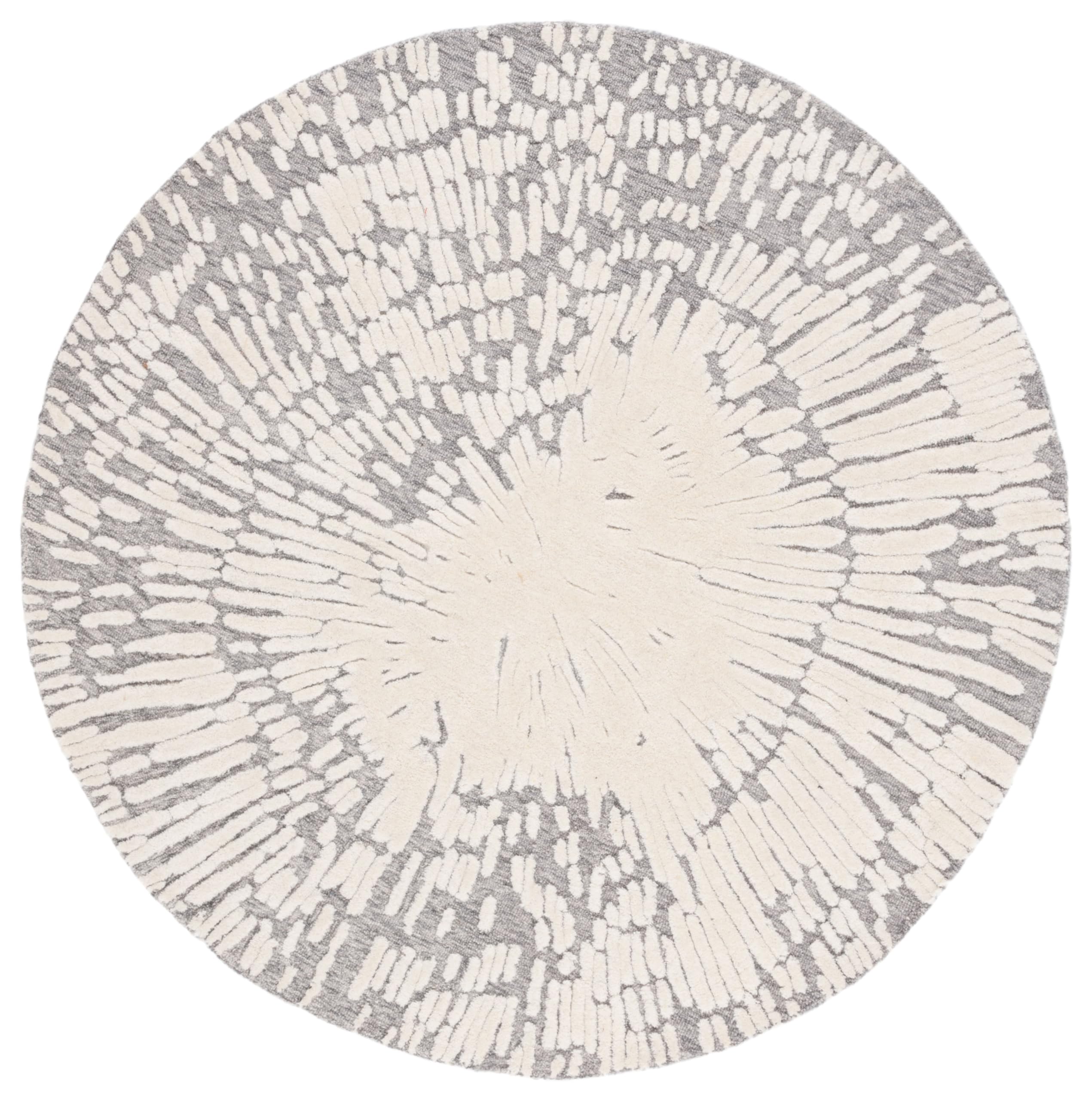 SAFAVIEH Metro Collection Area Rug - 6' Round, Grey & Ivory, Handmade Modern Abstract Wool, Ideal for High Traffic Areas in Living Room, Bedroom (