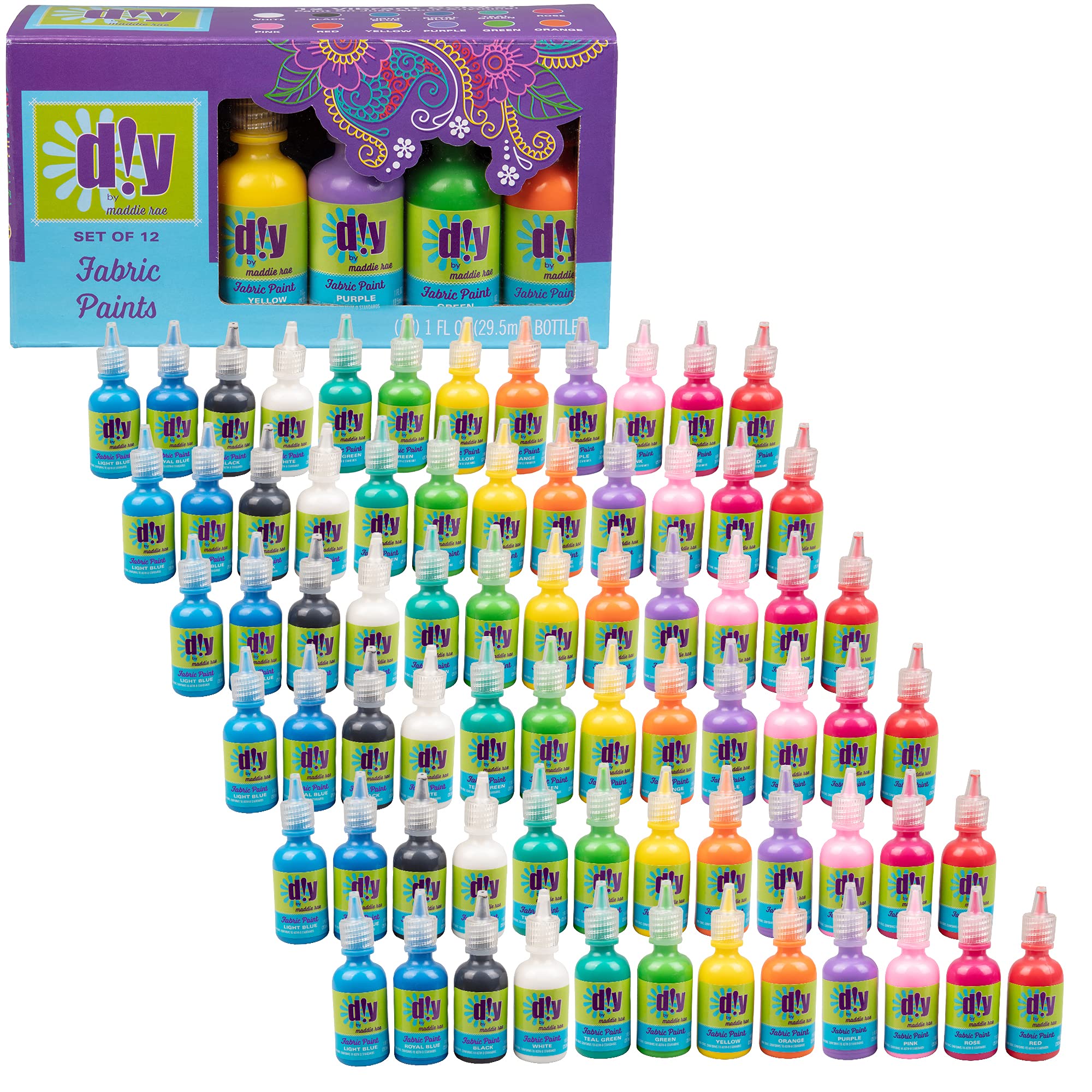 Buy iDIY Fabric Paints, Class Pack Set of 72 12 Colors, (1oz bottles