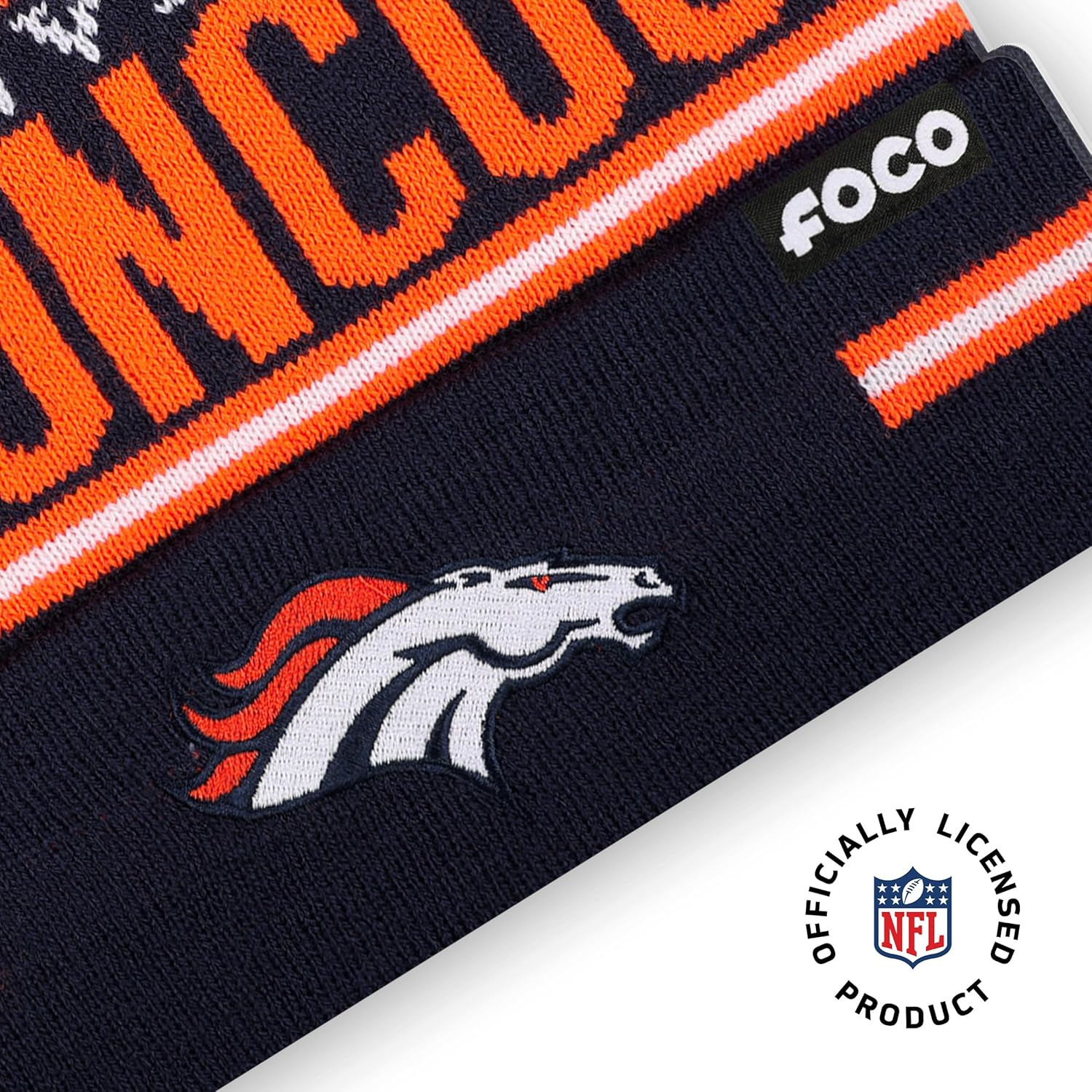 FOCO NFL unisex-adult Nfl Team Logo Adult Stretch Gloves With Big Wordmark Strip Pom Knit Hat Beanie Set - Image 3
