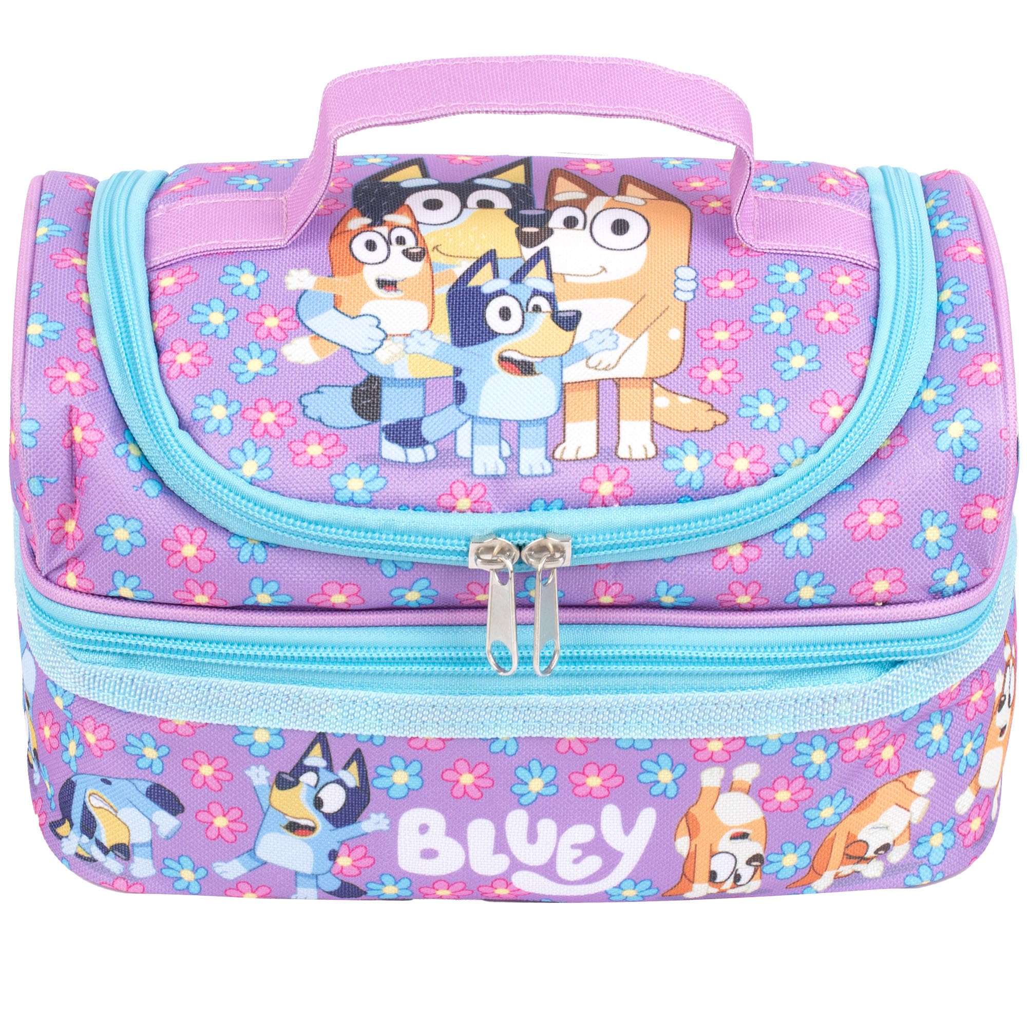 Bluey - Borsa per il pranzo per la scuola per bambini - Borsa per snack multi-scomparto per ragazze e ragazzi - Isolamento termico e grande capacità - Viola