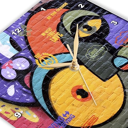 Miniatura 3 de 3dRose DPP_53873_1 Reloj de pared de diseño retro moderno con pintura de graffiti abstracto, 10 x 10 pulgadas