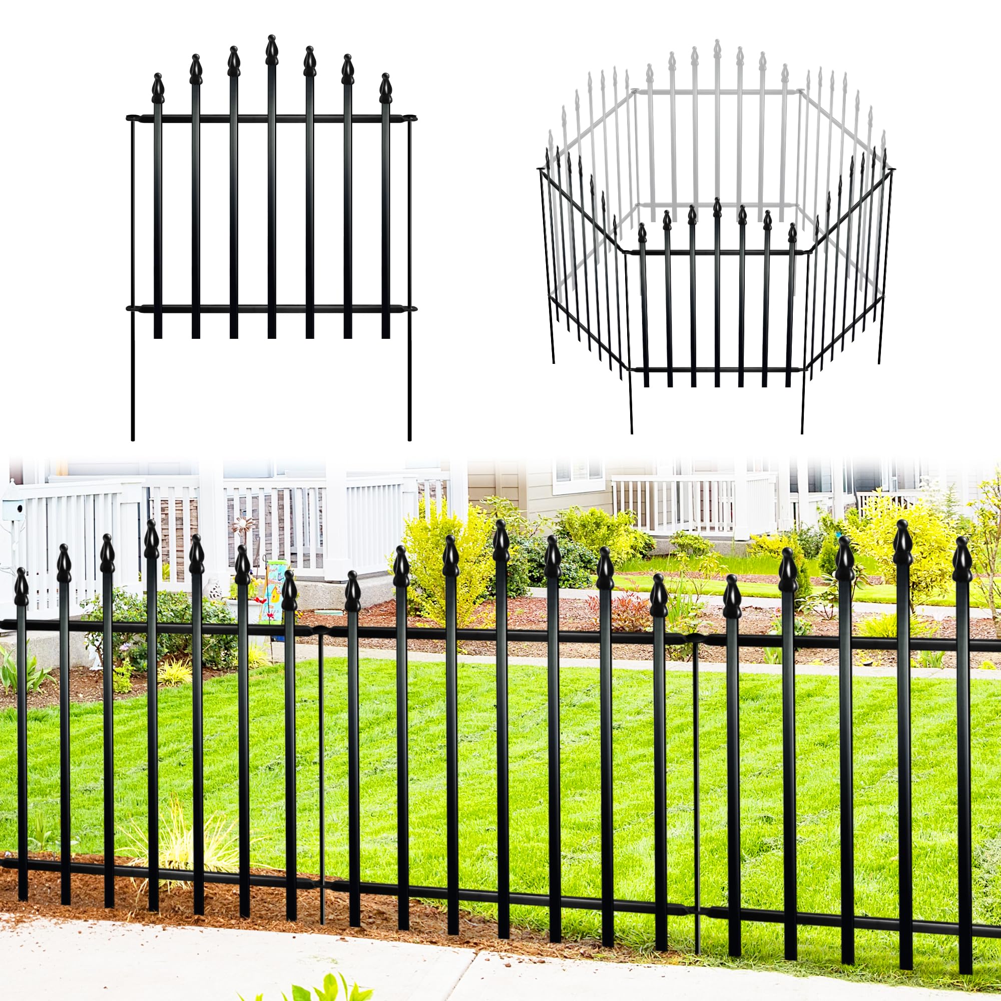 Thealyn Metall Gartenzaun, 5-teilig, 66 x 61 cm je Element
