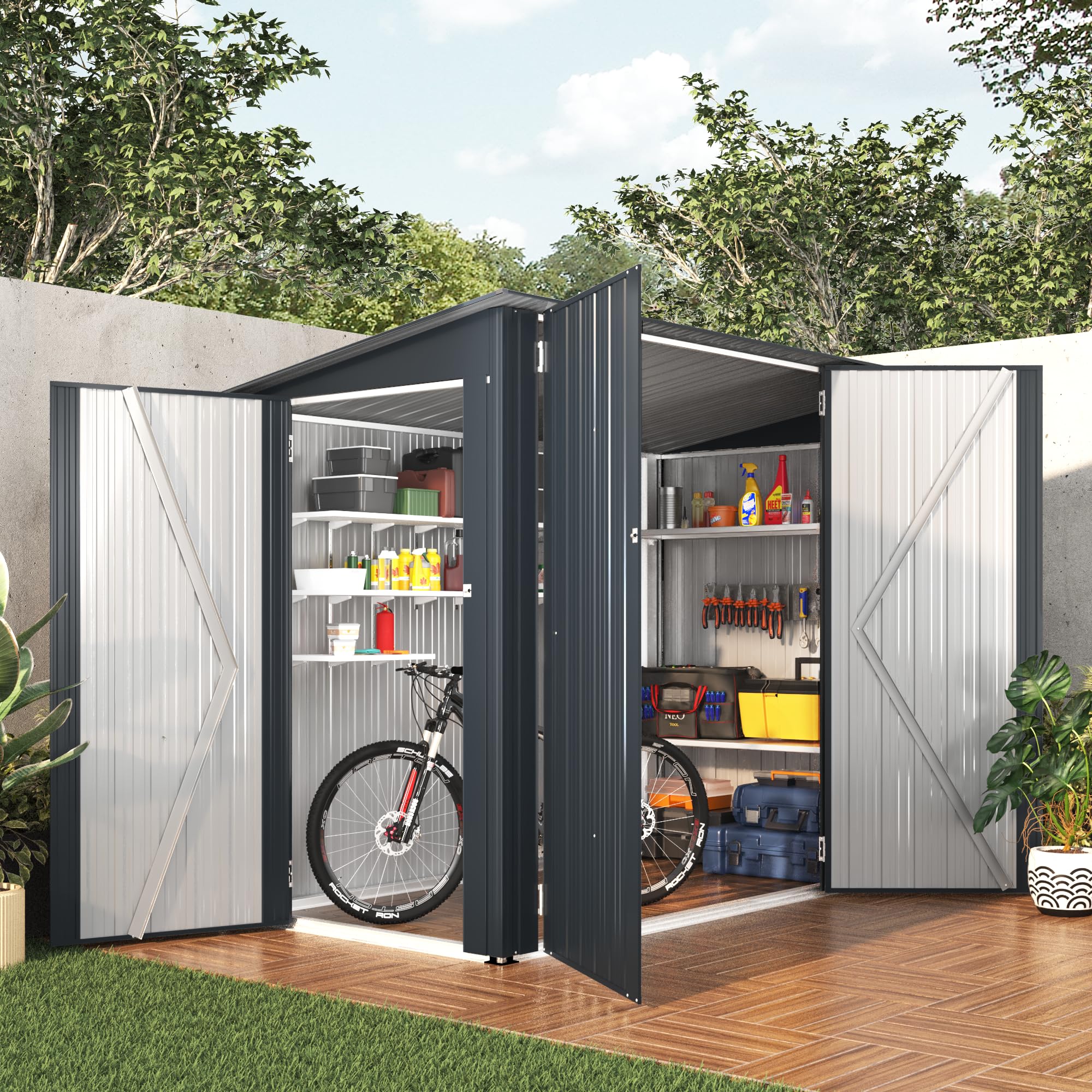 Amazon.com : AECOJOY 4' x 7' Waterproof Metal Lean to Bike Storage