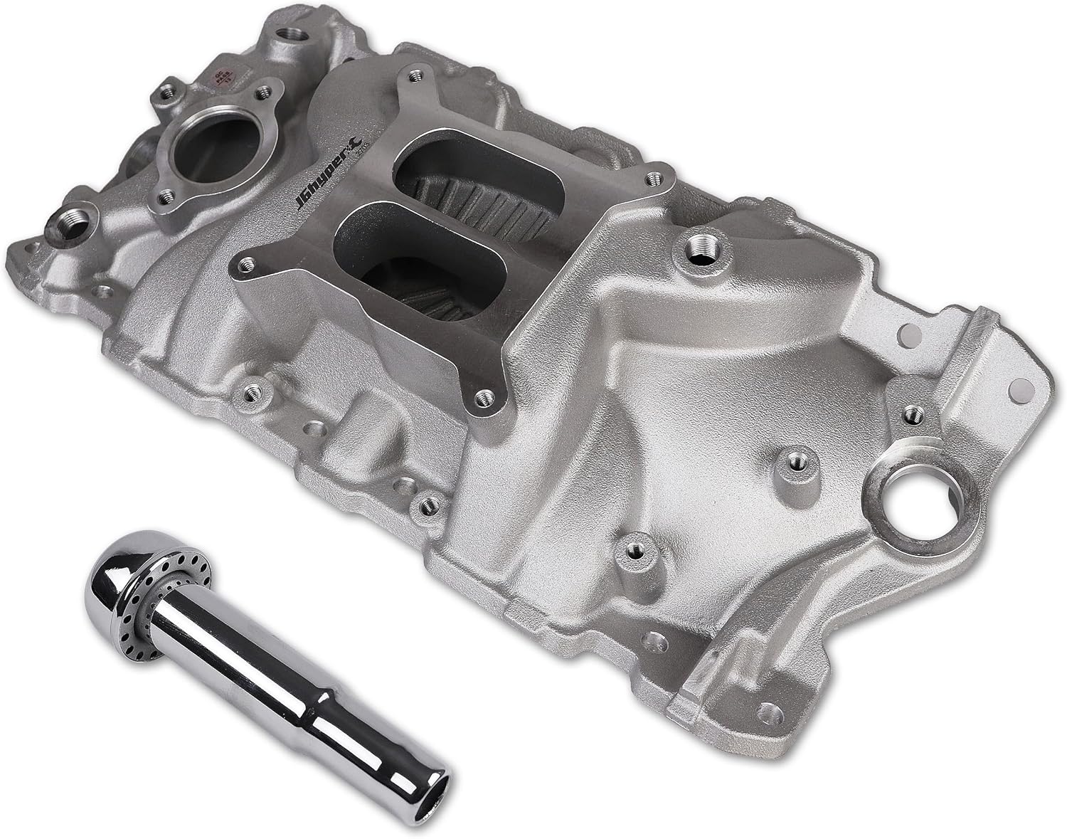 2703 Intake Manifold Aluminum Dual Plane with Oil Fill Tube Compatible with Chevy Small Block SBC 305 327 350 1955-1986 262-400 V8 Engine