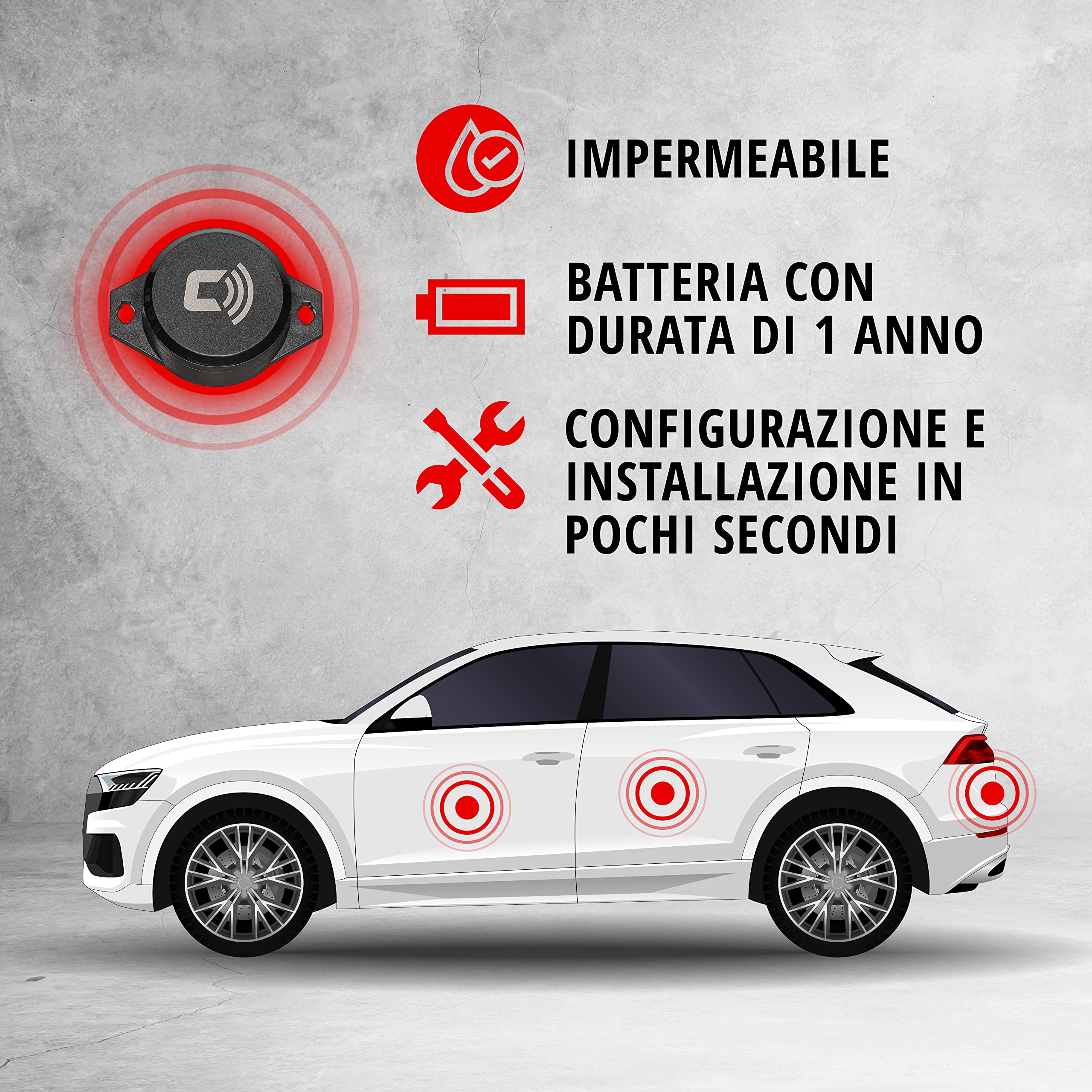 CARLOCK Sistema di Sicurezza Antifurto per Auto - Localizzatore GPS cablato per auto, Sensore di Vibrazione e TAG 2.0 - Sistema di Allarme - App Mobile e avvisi Istantanei - Tracker per Veicoli
