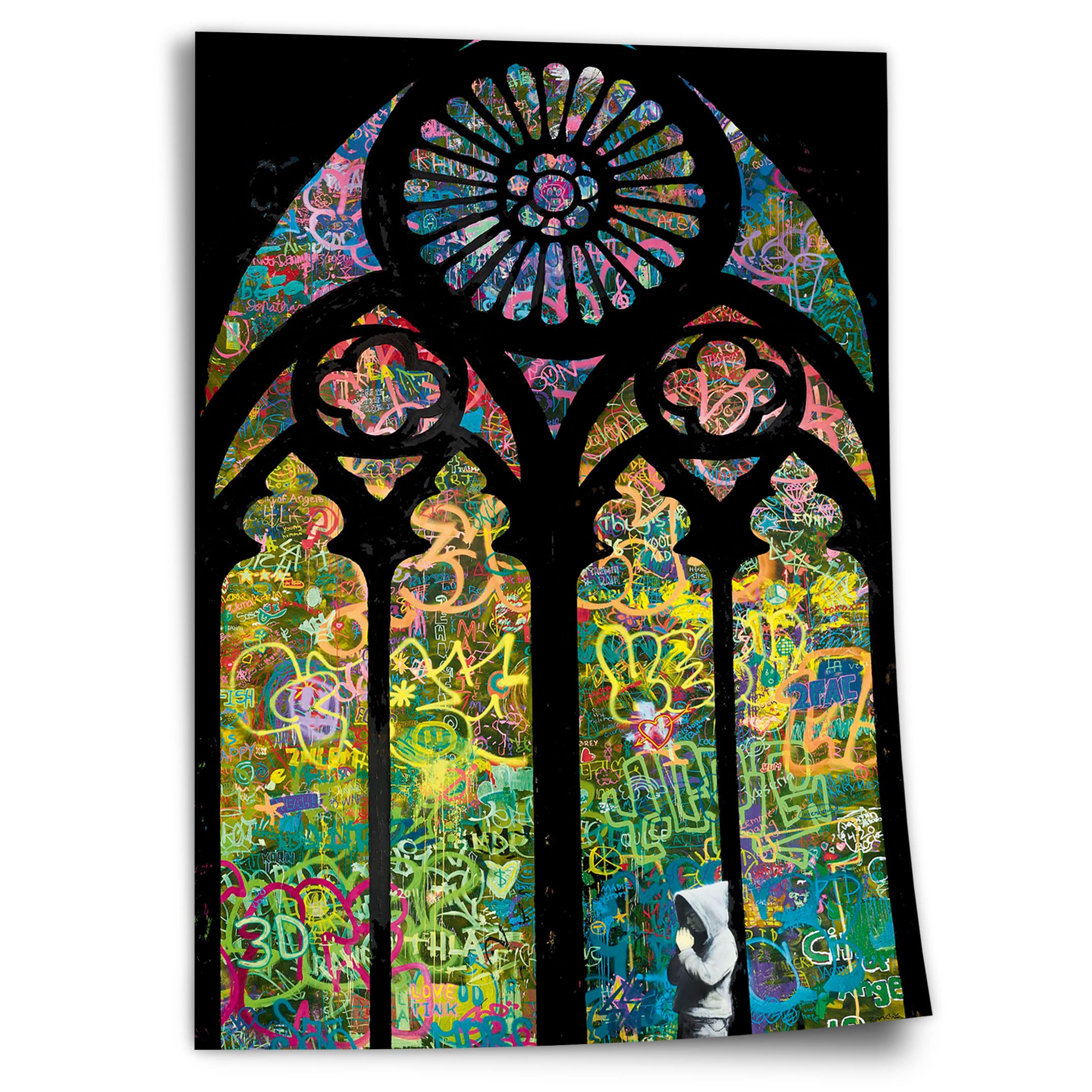 Banksy Church Cotton Poster - Graffiti - Colorful and Modern Street Art Marketing, Unframed Art Print, Mural - A4, A3, A2, A1, A0, XXL