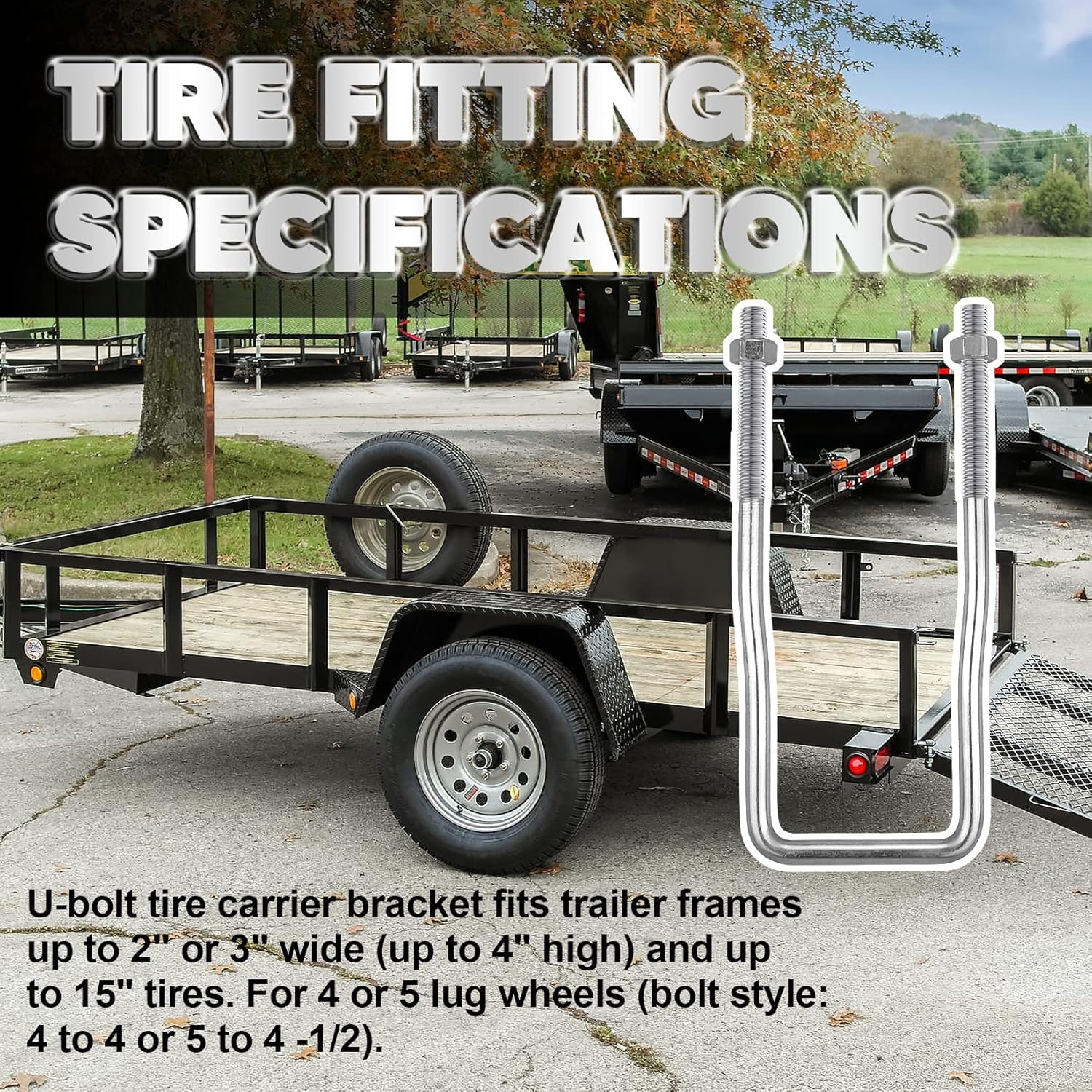VONLX U-Bolt Spare Tire Carrier Holder Bracket for Trailer Side Mount 4 or 5 Lug Zinc Plated fit Ski Boat, Fishing Boat or Sailboat Trailer : Automotive