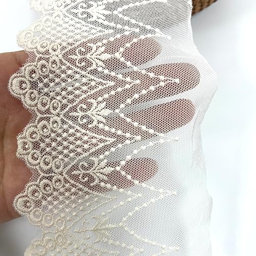 Miniatura 2 de Shopdp Cinta de encaje con borde de encaje, apliques bordados de cinta de encaje floral para decoración del hogar, bricolaje, costura, manualidades,