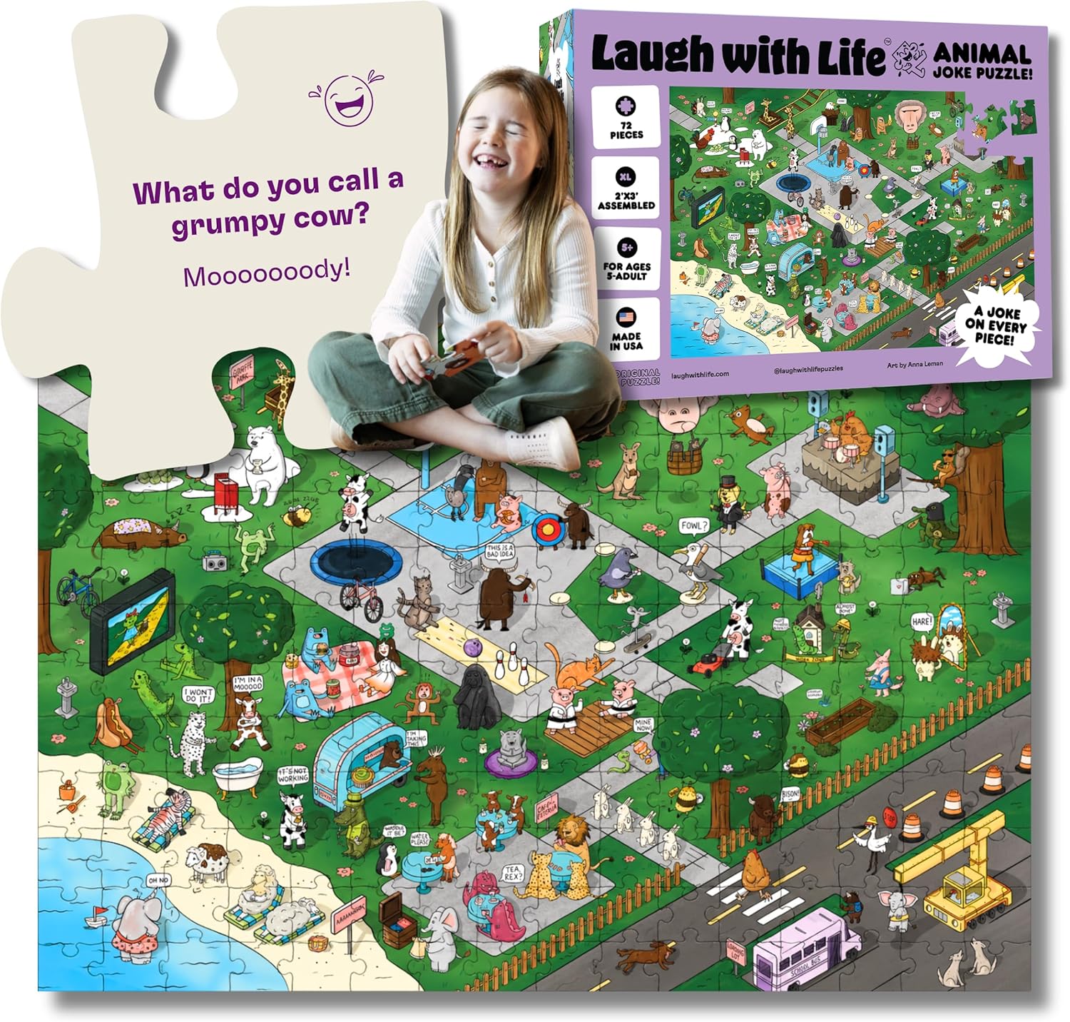 Dad Joke Puzzle - 1000 Piece Funny Jigsaw Puzzle for Adults | 72 Dad Jokes + Seek & Find for Dad from Daughter or Son | Laugh with Life