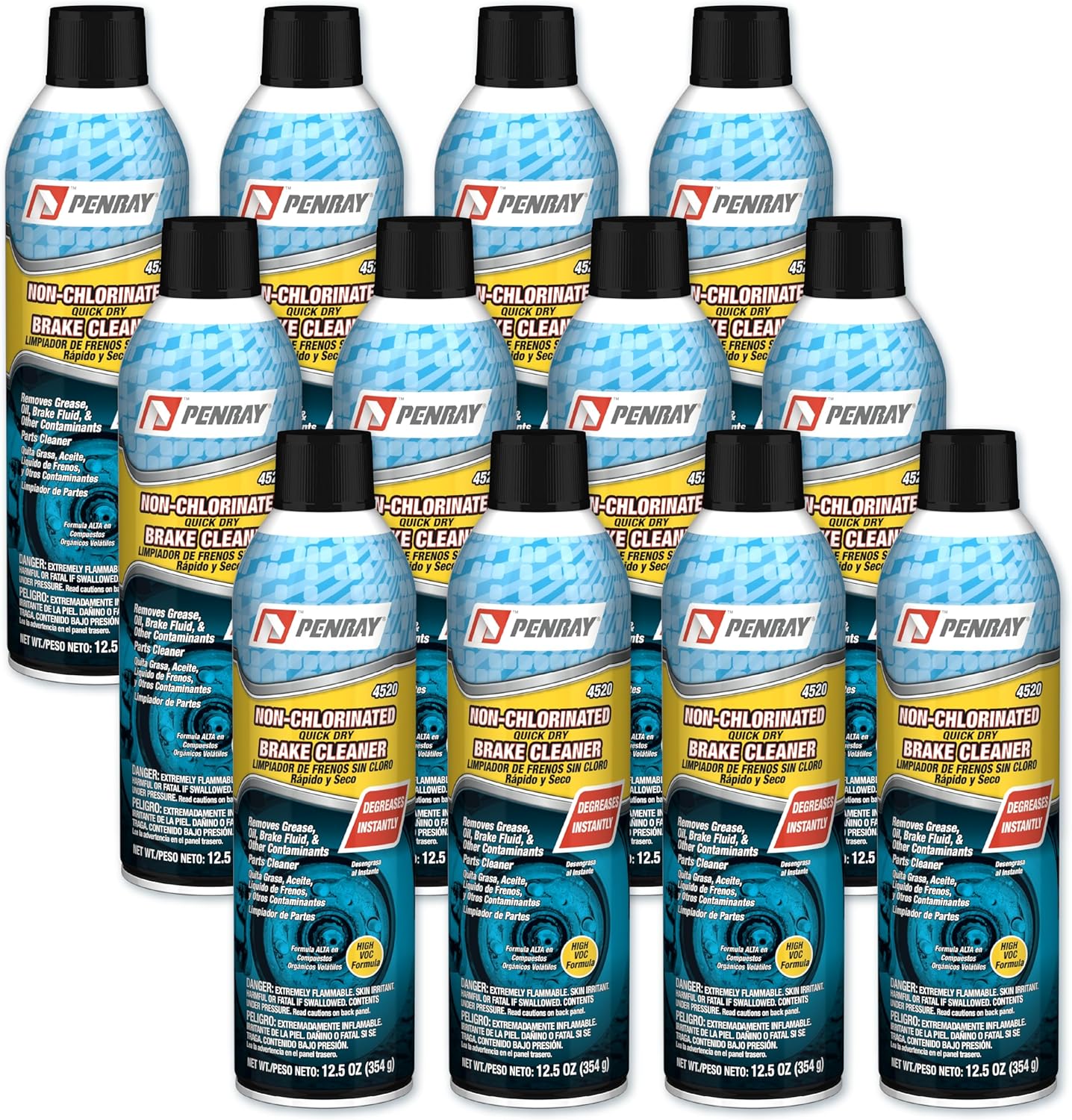 Penray 4520-12PK Non-Chlorinated Quick Dry Brake Cleaner - 12.5-Ounce Aerosol Can, Case of 12