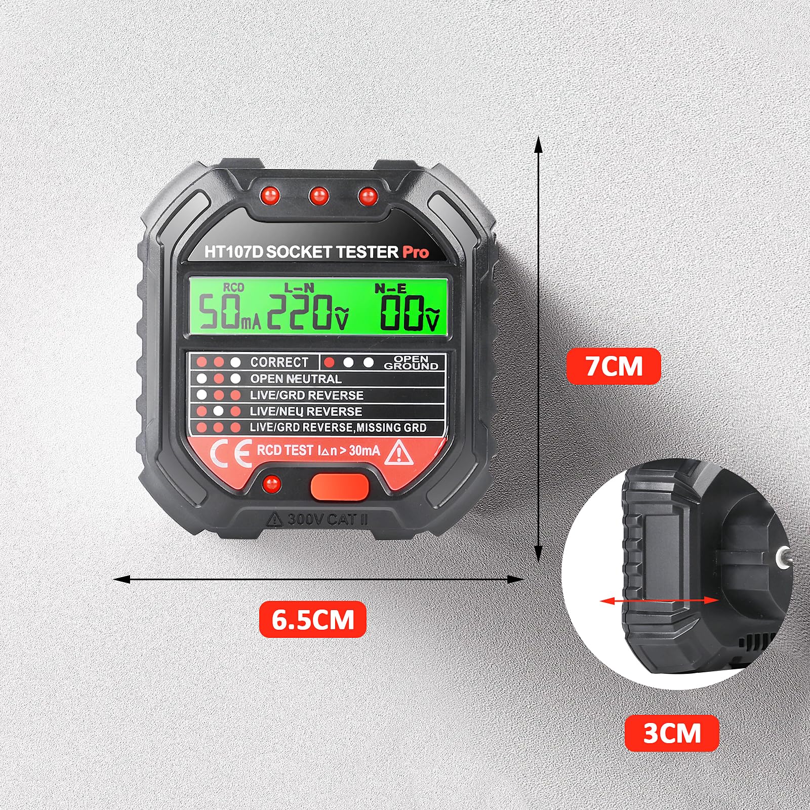 Tester Prese Elettriche Euakee Con Display LCD - Rileva 6 Errori Cablaggio, Test GFCI, HT107D - Foto 9