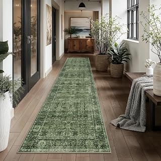 Zeeinx 3x12 Green Vintage Washable Runner Rugs for Hallway Kitchen