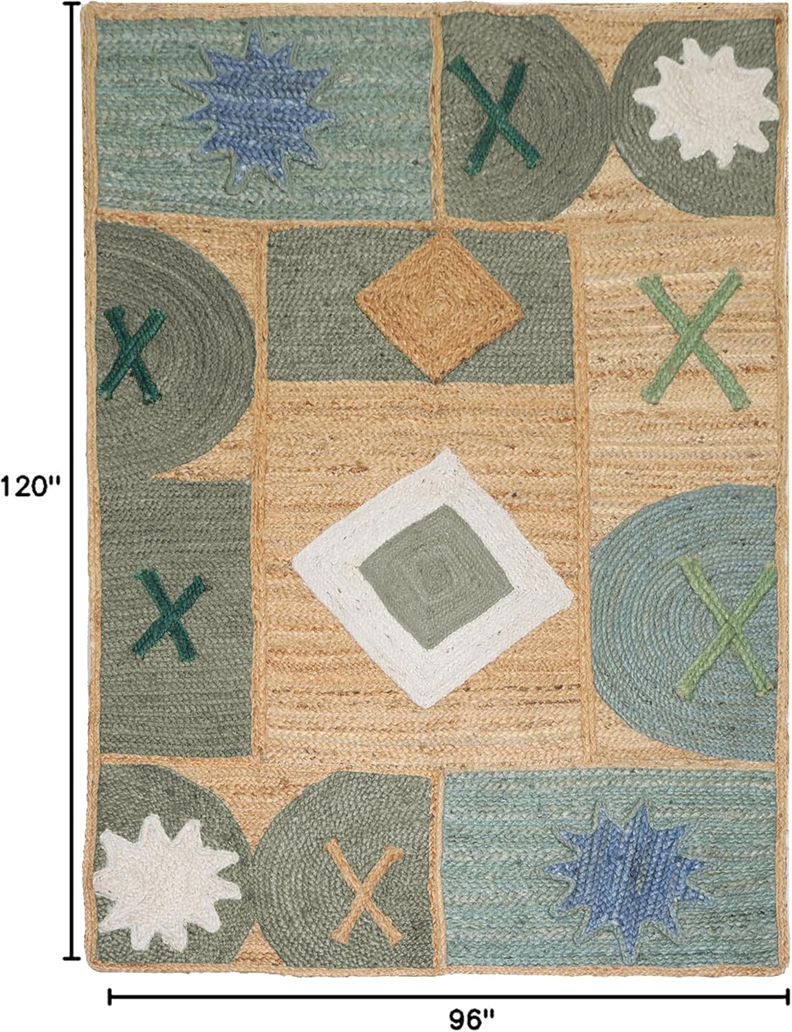 Jute Kilim Area Rug Hand Braided Jute Geometric Pattern Rugs 12x15 Ft Gray Natural Fiber Boho Rug Ideal for Living Room Bedroom Dining Room Farmhouse Over Size & Home Décor