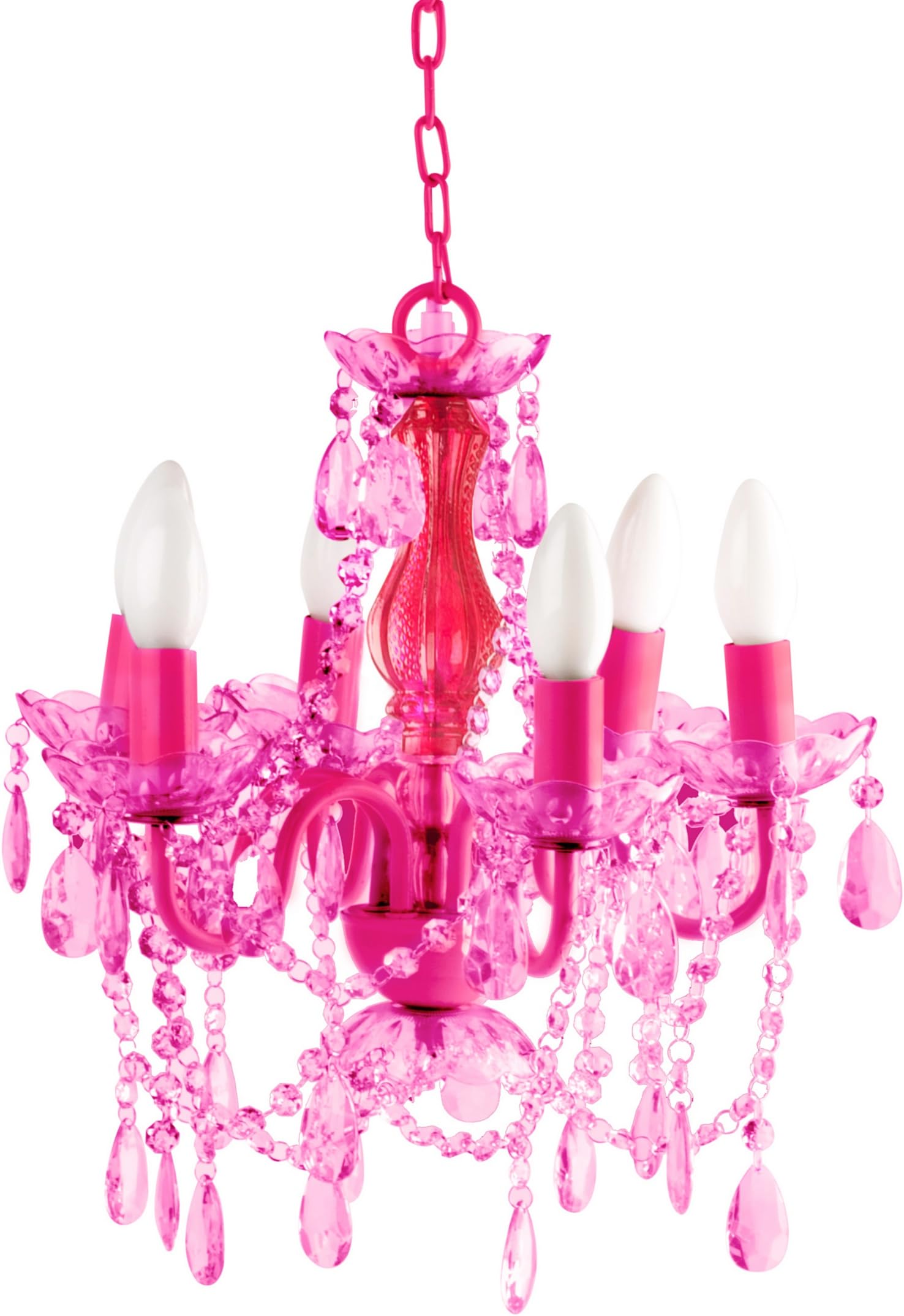 Silly Gifts SY100774FU-110V Gypsy Small Fuschia 6 Arm Chandelier, 15" x 15" x 11", Fuchsia