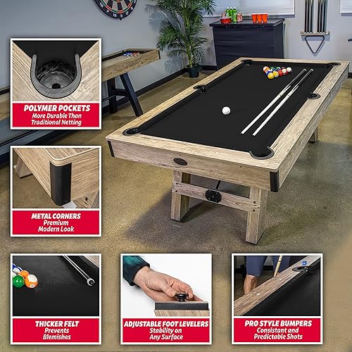 Miniatura 8 de GoSports 7 ft Pool Table with Rustic