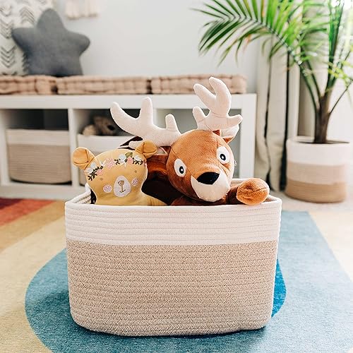 Miniatura 159 de OrganiHaus - Juego de 3 canastas con diseño de arcoíris para almacenamiento, canastas tejidas para organización, decoración pastel, guardar