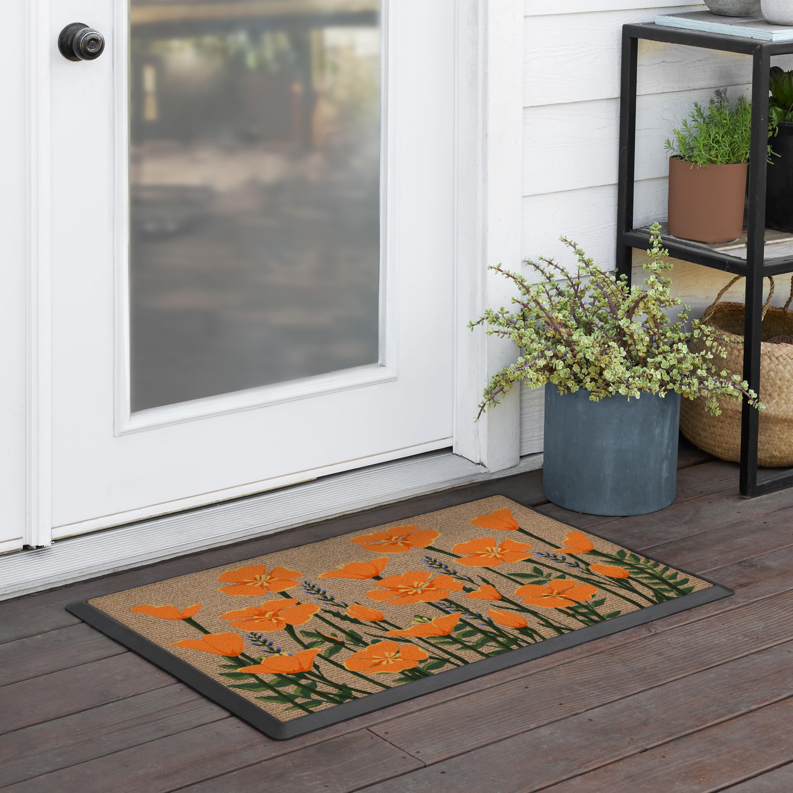 Amazon.com: RUGGABLE Washable Front Doormat – Poppy Fields 2x3