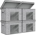 Bacs de rangement Univivi 4 PCS avec couvercles, boîtes de rangement pliables avec fenêtre transparente, bac de rangement en tissu avec couvercle pour rangement dans le placard (17 po - 4 paquets)