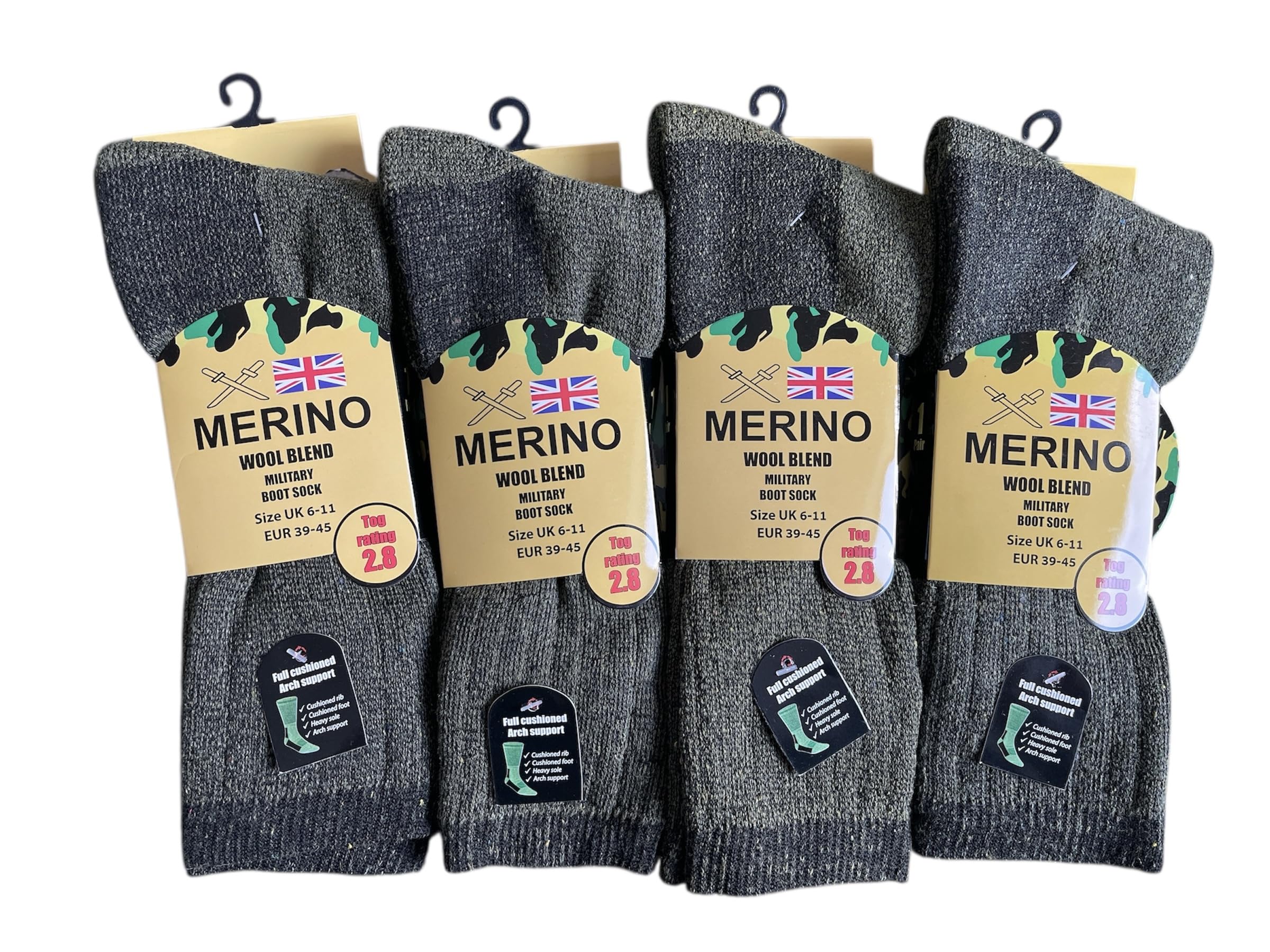 QZ FASHION 4 Pairs Men’s Military Thermal Socks – Army Style Boot Socks for Hiking, Walking & Work – 2.8 TOG Warm, UK Size 6-11