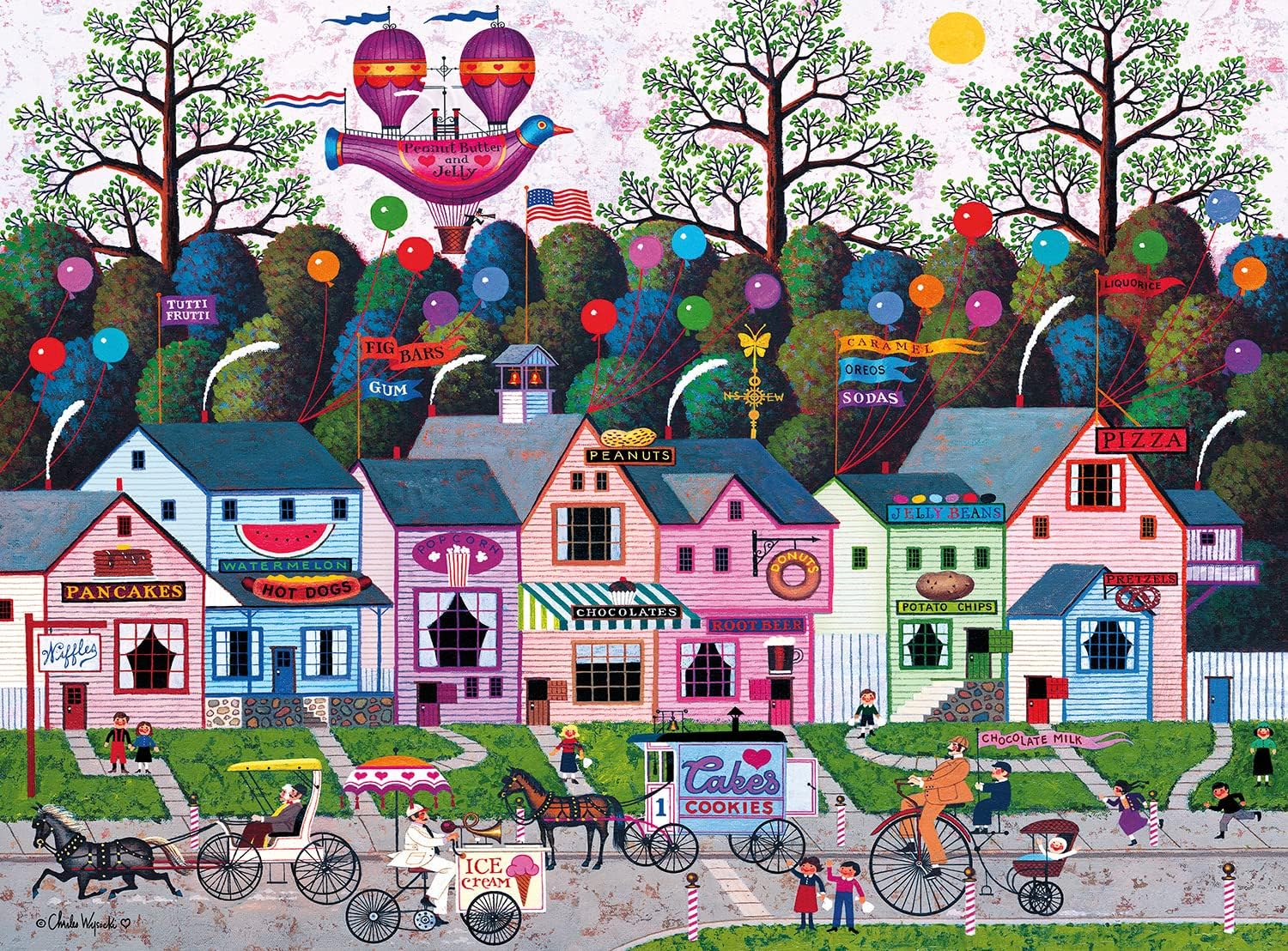 Buffalo Games - Silver Select - Charles Wysocki - Charles Wysocki - Confection Street - 1000 Piece Jigsaw Puzzle For Adults -Challenging Puzzle Perfect for Game Nights - Finished Size is 26.75 x 19.75