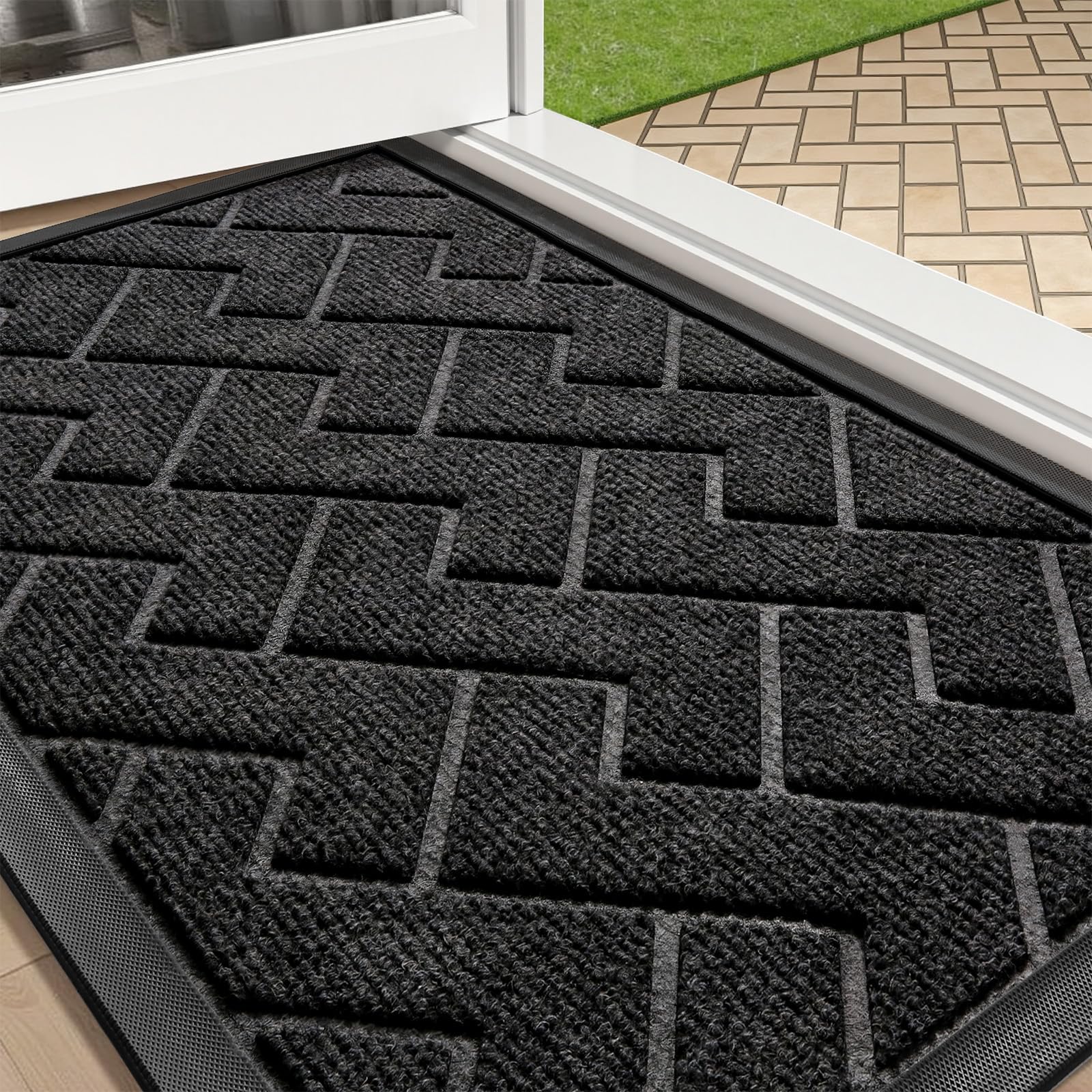 Tuocal Door Mat Outdoor, Dirt Trapper Door Matts Indoor, 59x89cm, Grey โ image 1