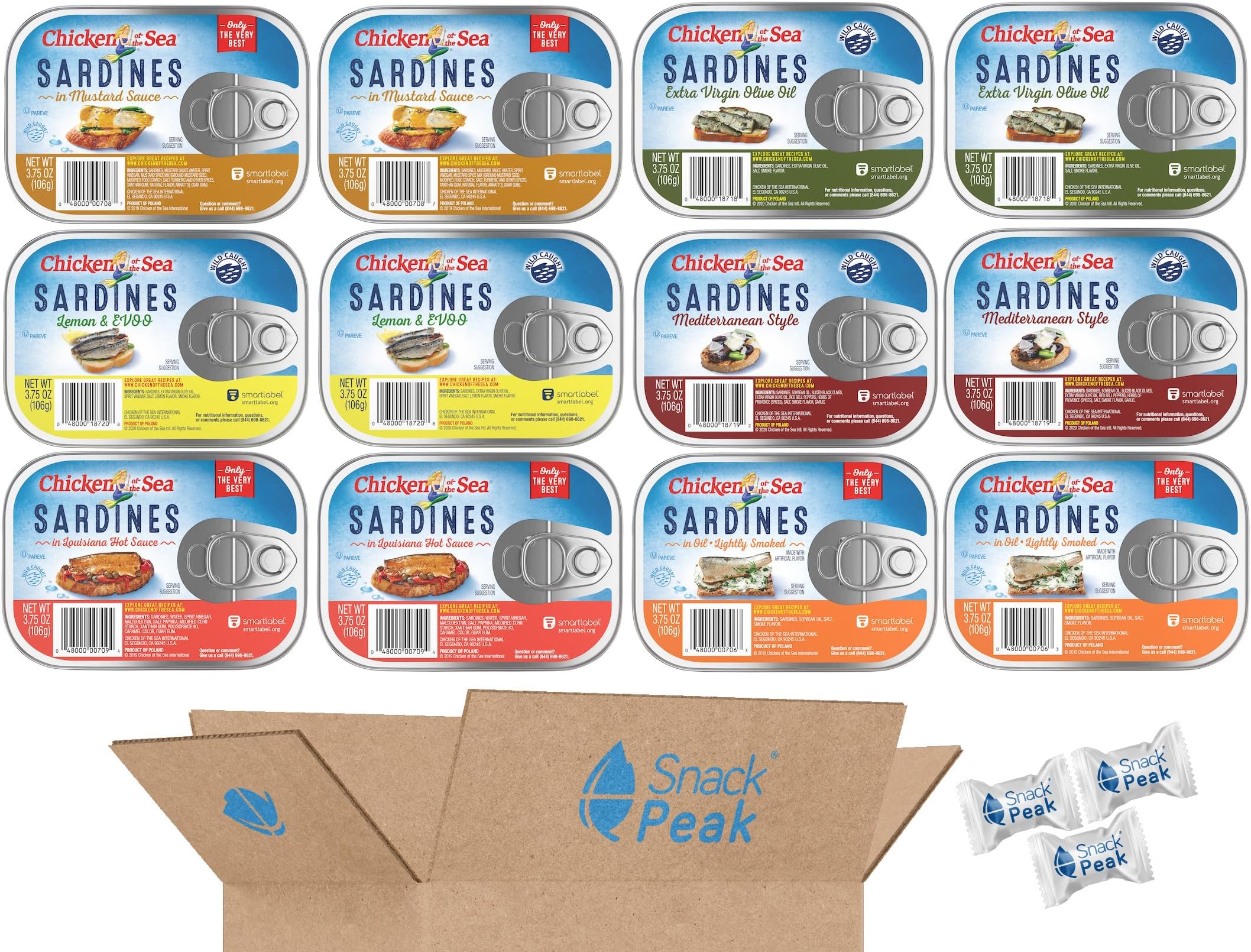 Chicken of the Sea Sardines Snack Peak Variety Gift Box (12