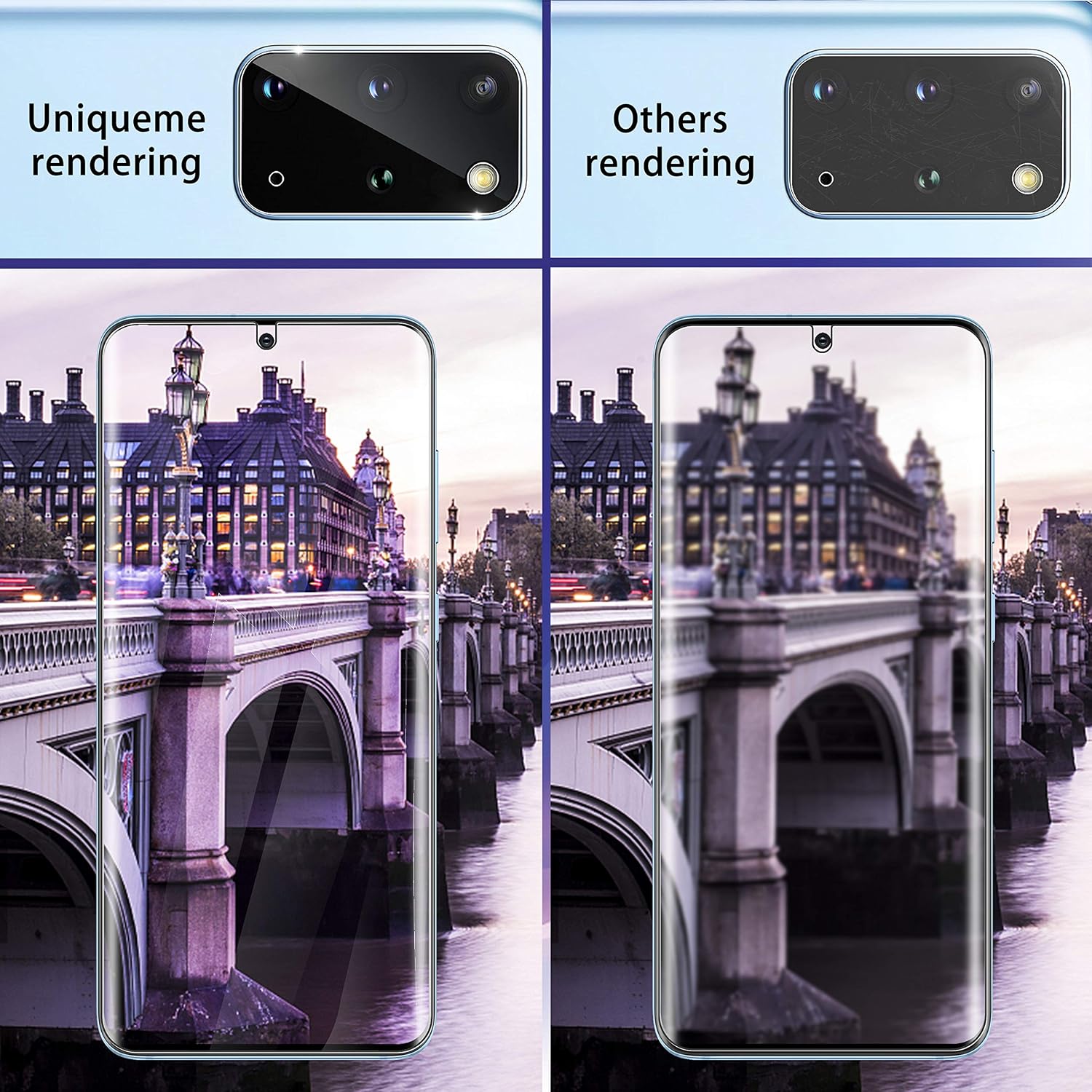 [ 4 Pack ] UniqueMe 2 Pack TPU Soft Screen Protector + 2 Pack Camera Lens Protector Tempered Glass for Samsung Galaxy S20 Plus (6.7 inch) 5G /4G