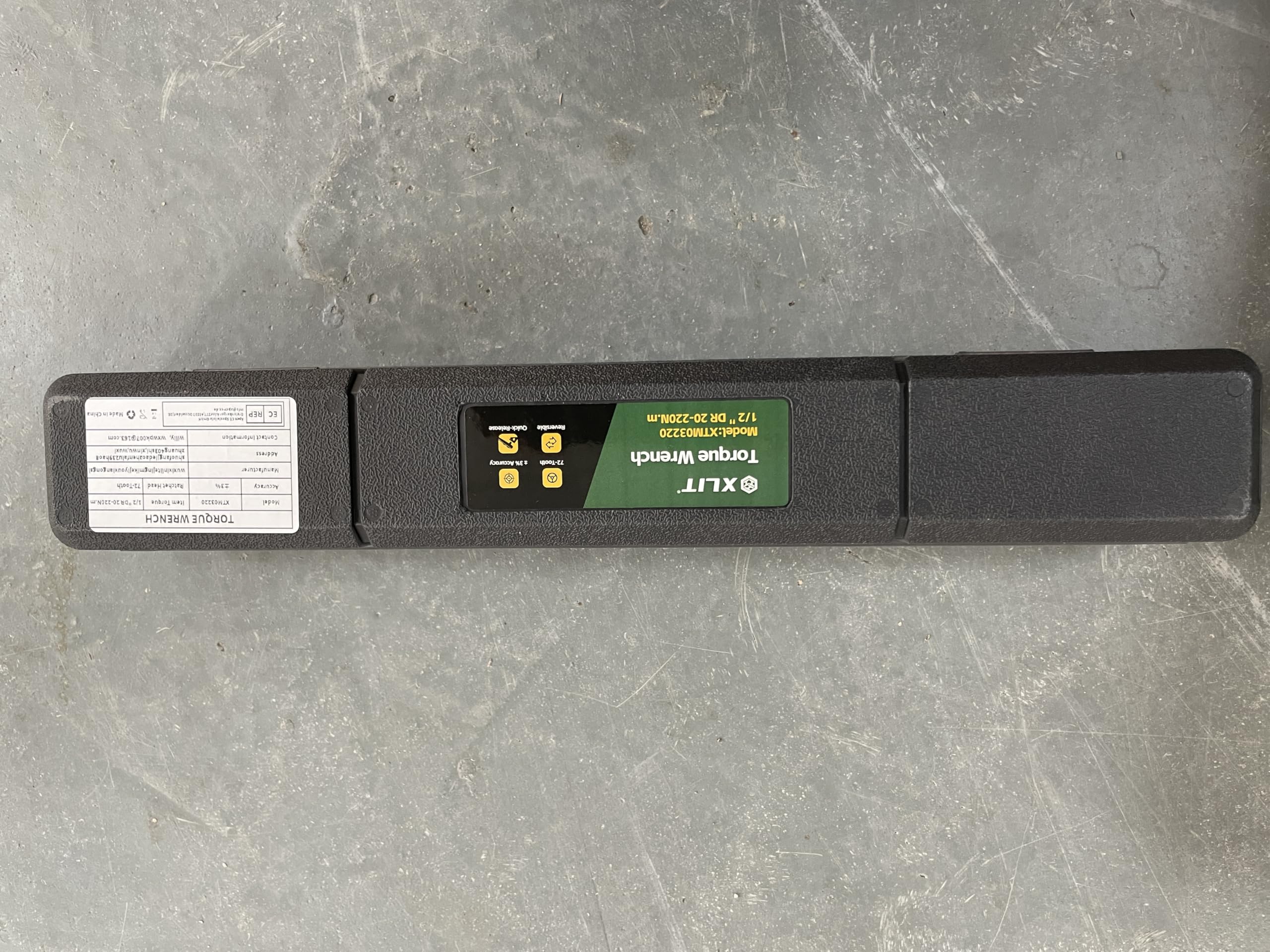 Clé dynamométrique 1/2", 20-220 N.m, 72 dents, précision ±3 %, fermeture rapide, réversible, 44,2 cm