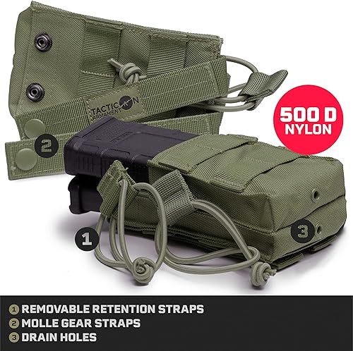 Vista 14 de Tacticon Rifle Mag Stacker Pouch Compañía propiedad de veteranos de combate Bolsas tácticas Molle Single Double Triple Open-Top [Coyote Brown]
