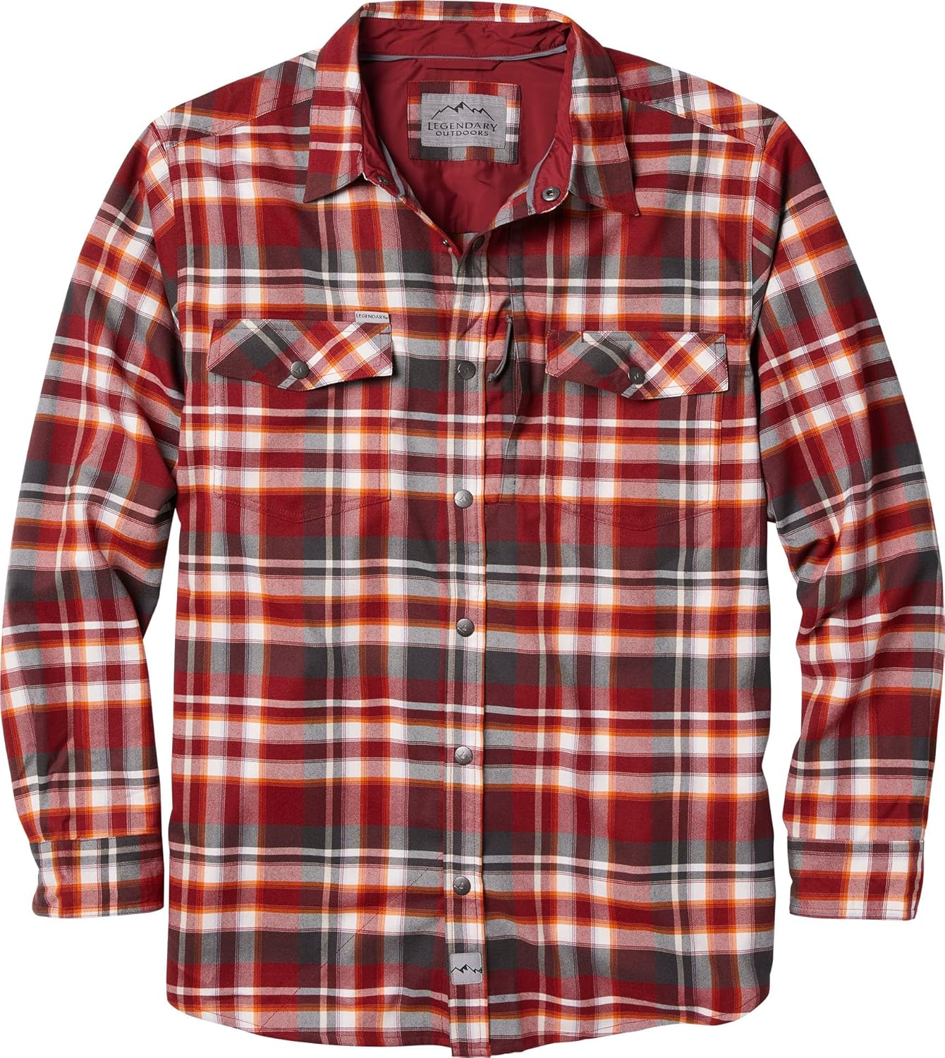 Legendary Whitetails Mens Performance Stretch Plaid Flannel Long Sleeve Snap Down Shirt Moisture Wicking Quick Dry