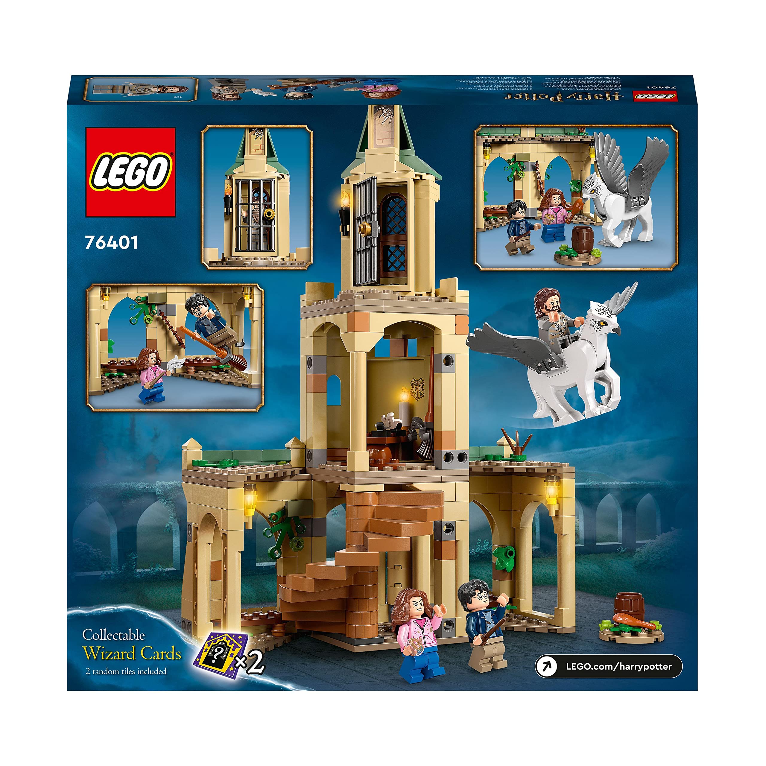 LEGO 76401 Harry Potter La Cour de Poudlard: Sauvetage Épique de Sirius, Jeu de Construction avec Figurine d'Hippogriffe, Jouet de Château Fort, Balai, Enfants