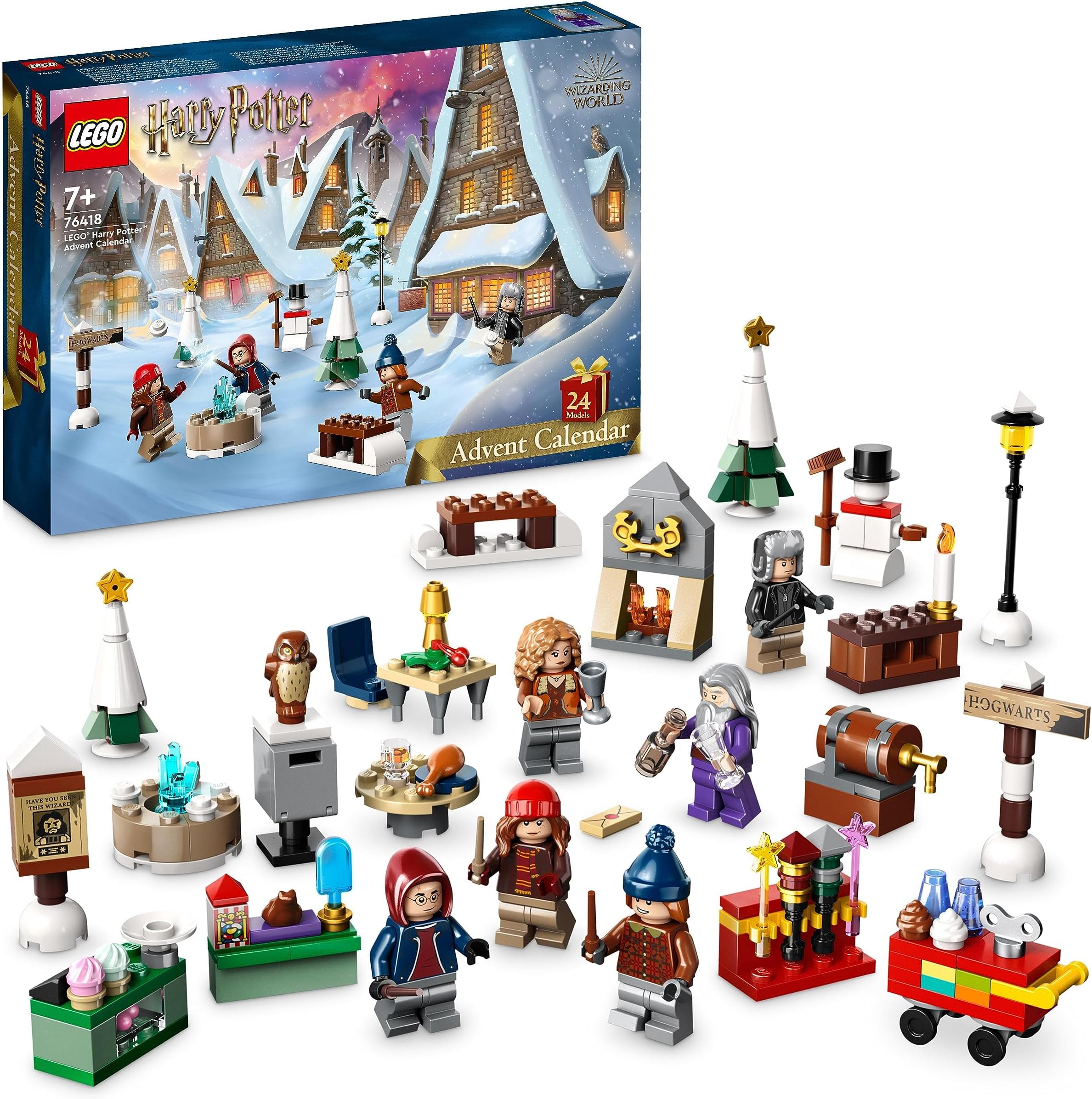 76418 Harry Potter Advent Calendar 2023 with 24 Gifts including 18 Hogsmeade Village Mini Builds and 6 Minifigures, Christmas Countdown Toys for Kids, Girls, Boys and Fans