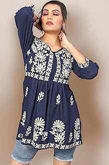 Bee M Pee Designer Short Kurti Tops for Jeans for Women I Chikankari Rayon Cotton Long Kurta Kurti for Women I Stylish wear Kurti top for Girls