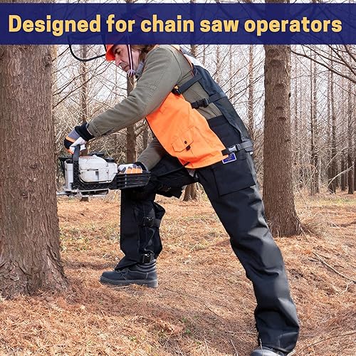 Miniatura 8 de ZELARMAN Chapas de motosierra, delantal de seguridad de motosierra, pantalones de protección de motosierra con cinturón y bolsillo ajustables,