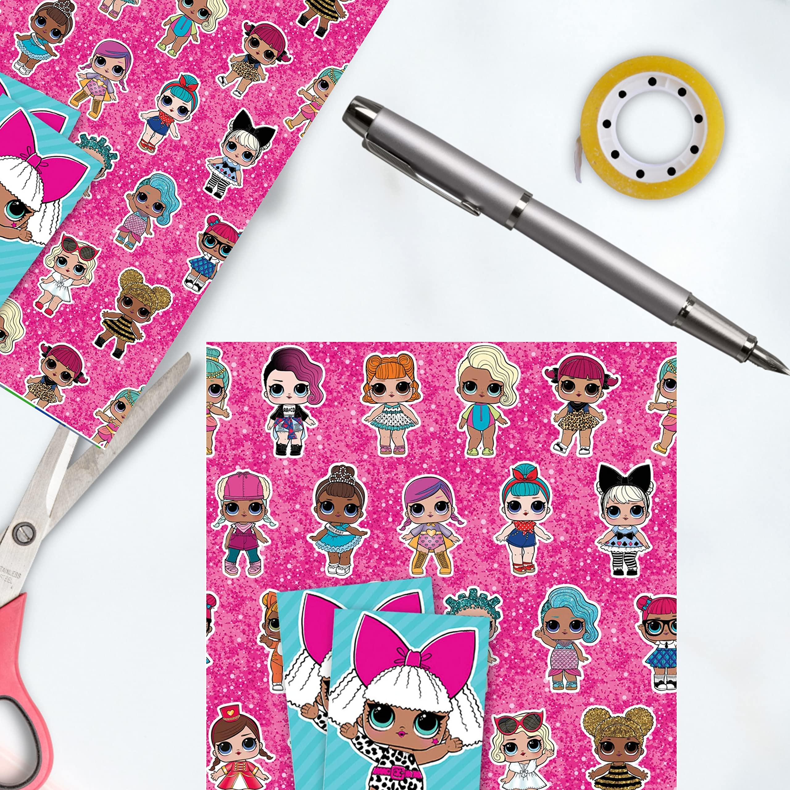 L.O.L. Surprise! Wrapping Paper 10 Sheets 10 Tags Sheet Size 70cmx50cm Official Product Responsibly Resourced - Image 2