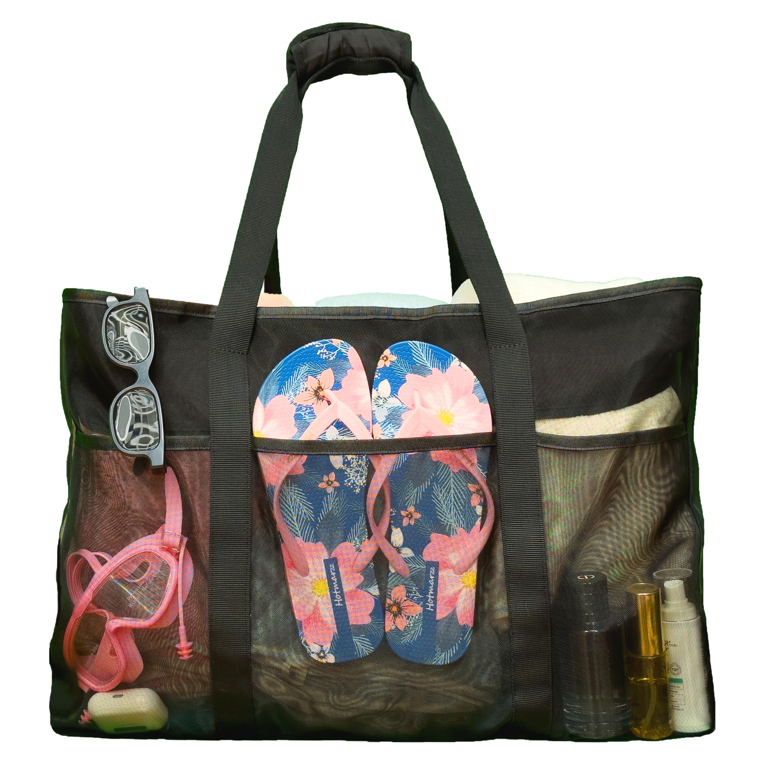 ZHENNANBolsa de playa XXL familiar, bolsa de playa grande con cremallera, plegable, impermeable, control de arena, bolsa de natación para mujer y hombre, para verano, playa, vacaciones, separación húmeda y