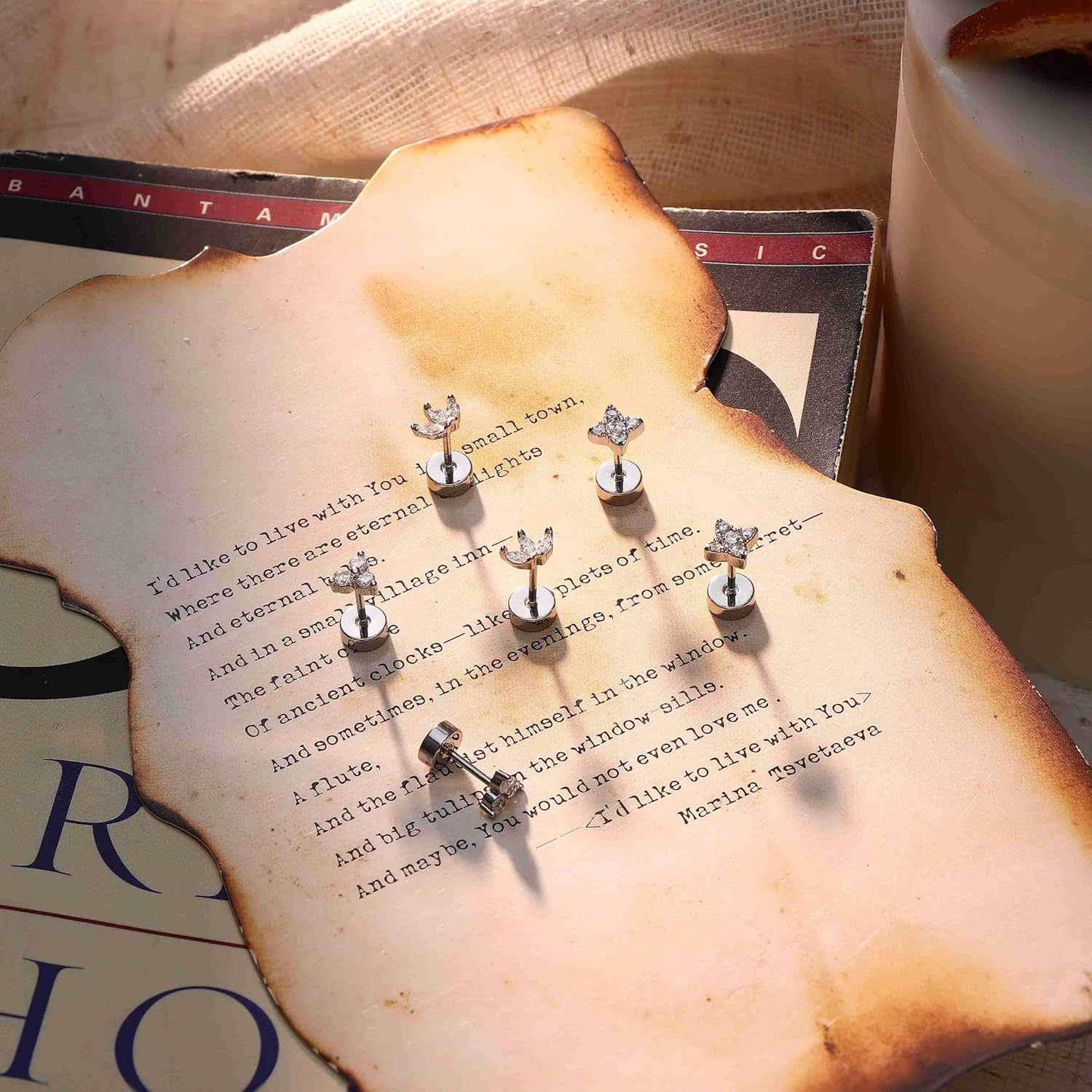 KRFY Flat Back Stud Earrings for Women - S925 Sterling Silver Post Cartilage Helix Piercing Jewelry 14K Gold Plated Silver - Image 2