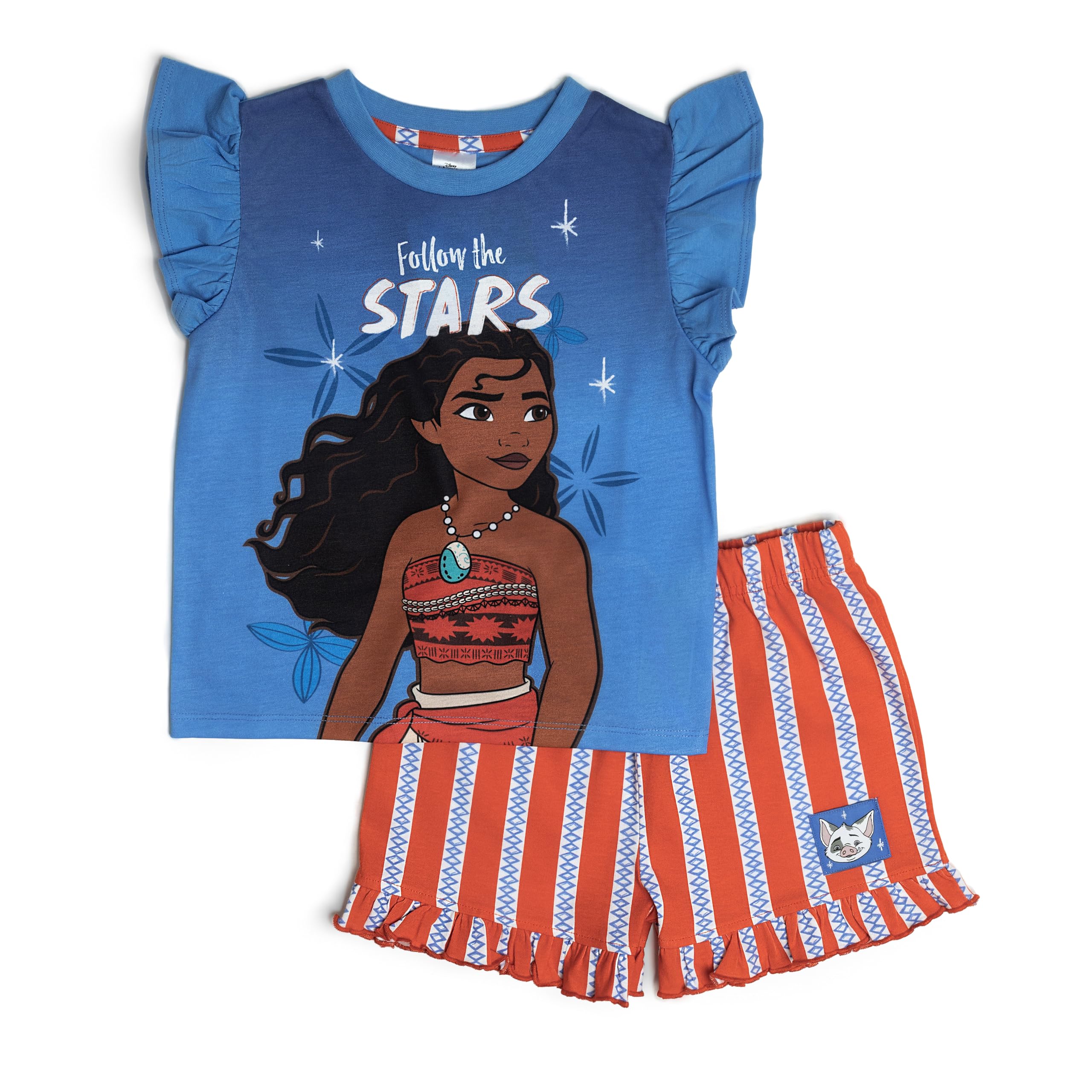 Disney Moana Girls Pyjamas Shorts and Top Pjs Kids 6-7 Blue