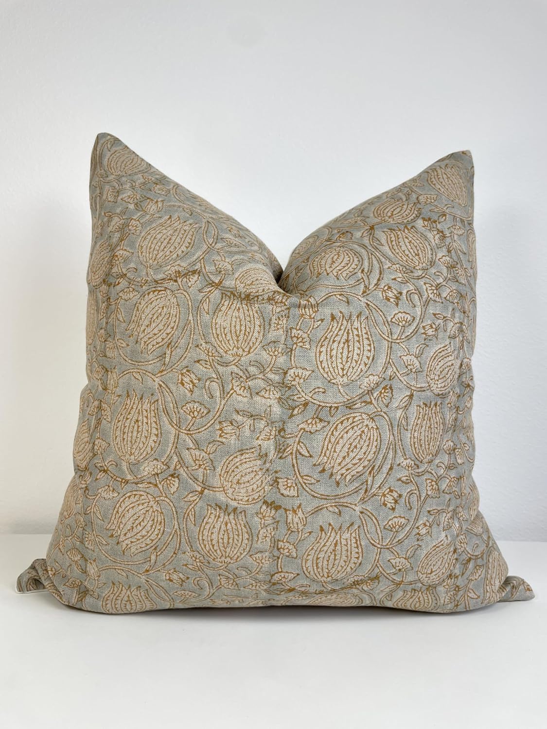 Generic Canyon Theory Hand Block Print Pure Linen 20x20 Inch Throw Pillow Cover: Handmade Vintage Cushion Cover (Jura)