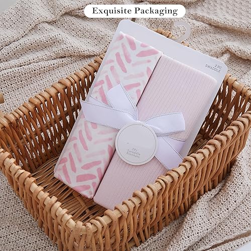 Miniatura 8 de Viviland Manta envolvente de jersey, manta de recepción elástica ultra suave, manta de recepción para bebé niña, recién nacida, 40 x 30 pulgadas, 2