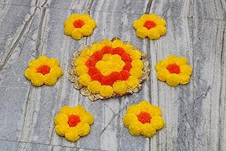 JH Gallery Handmade Artificial Flowers Rangoli Set - Home Decor & Festive Decor, Diwali Decoration for Home, Decorative Floor Mats for Home & Pooja Room