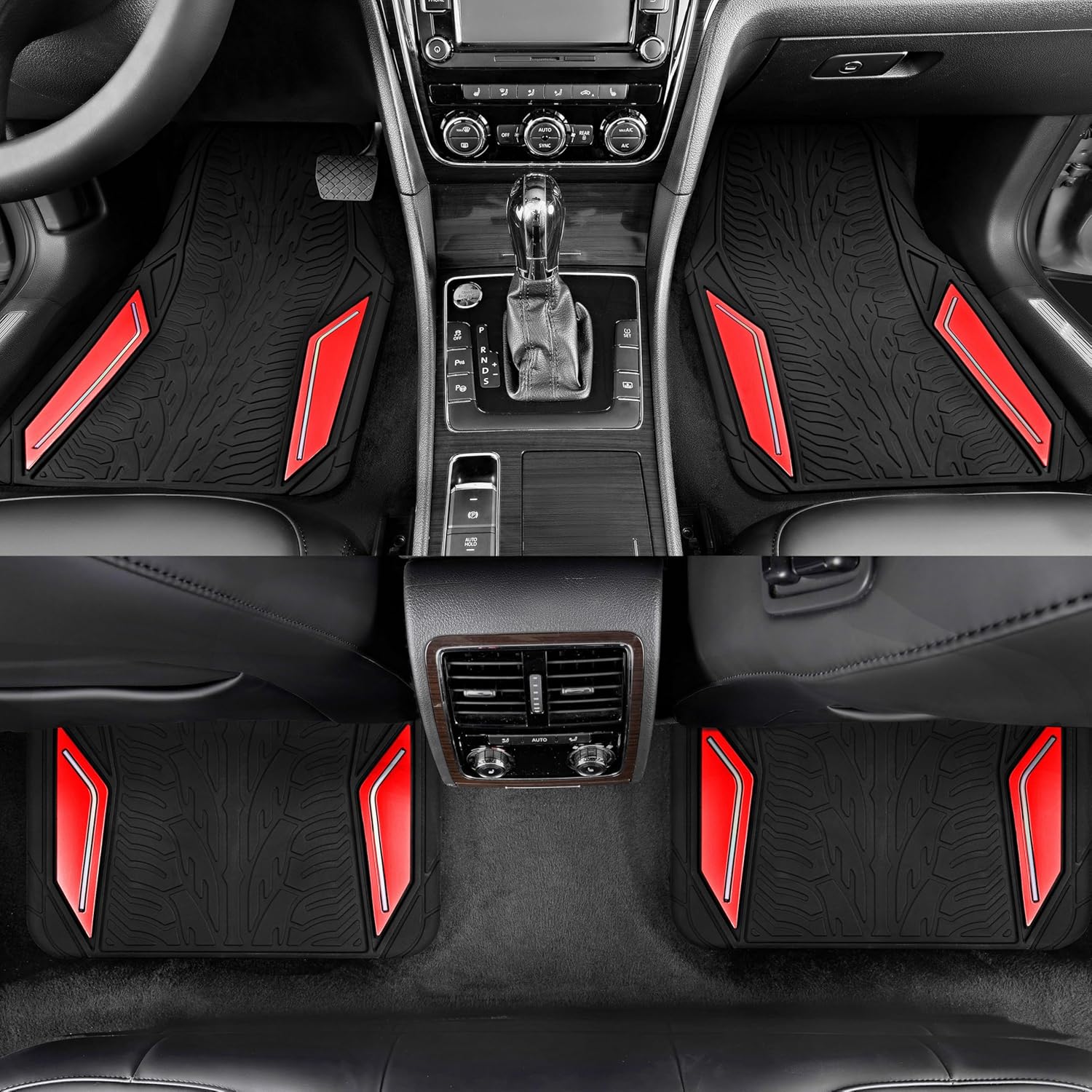 PIC AUTO Rubber Floor Mats, Red Aluminum Film with Colorful Piping Floor Mats for Cars, Car Mats with Non-Slip Backing, All-Weather Protection, Trim-to-Fit Liner for Cars, SUVs, Trucks, Vehicles - Image 7