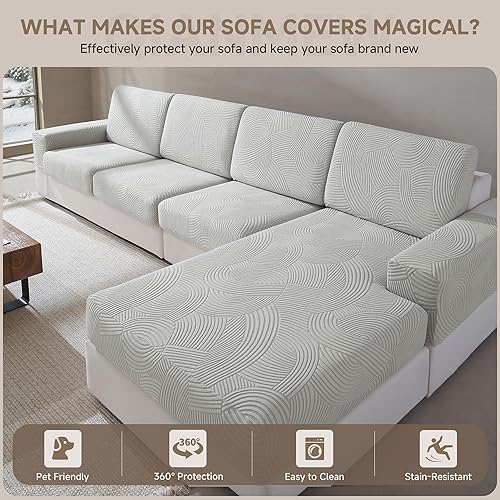 Miniatura 5 de Fundas de cojín para sofá modular y en forma de L, fundas elásticas y suaves para sofá lavable, resistentes al desgaste, protector de muebles apto