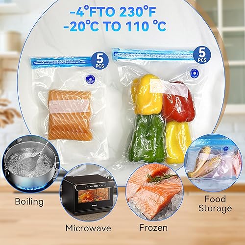 Miniatura 5 de Sellador al vacío portátil inalámbrico de mano con 5 bolsas grandes y 5 medianas bolsas de vacío, bomba automática para conservación de alimentos,